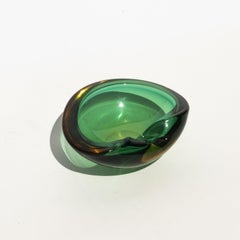 Vintage Elaborate Murano Glass Ashtray in Green Glass, Flavio Poli Style