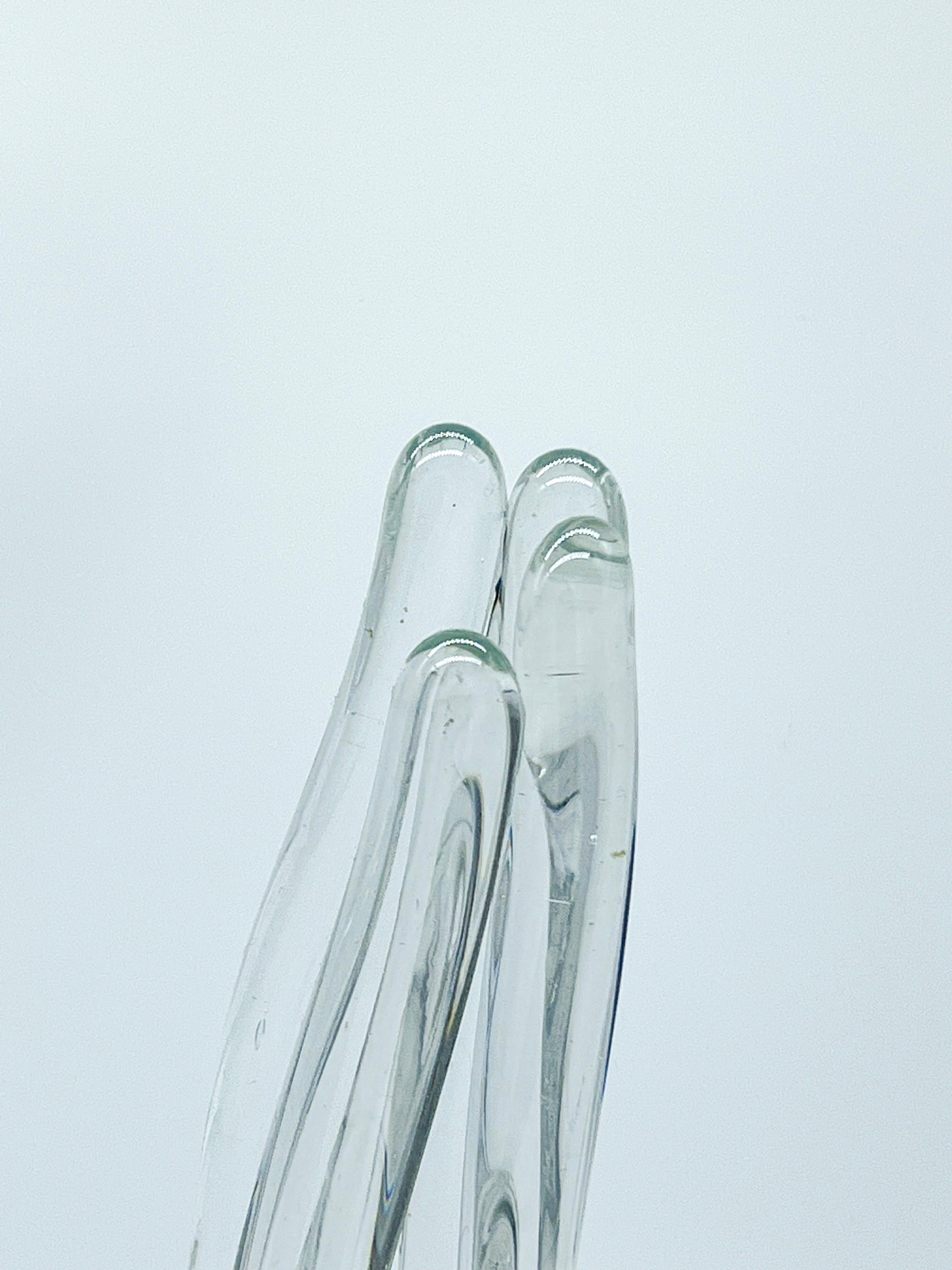 Mid-Century Modern Vase de Murano - Sculpture en verre transparent soufflé à la main  en vente