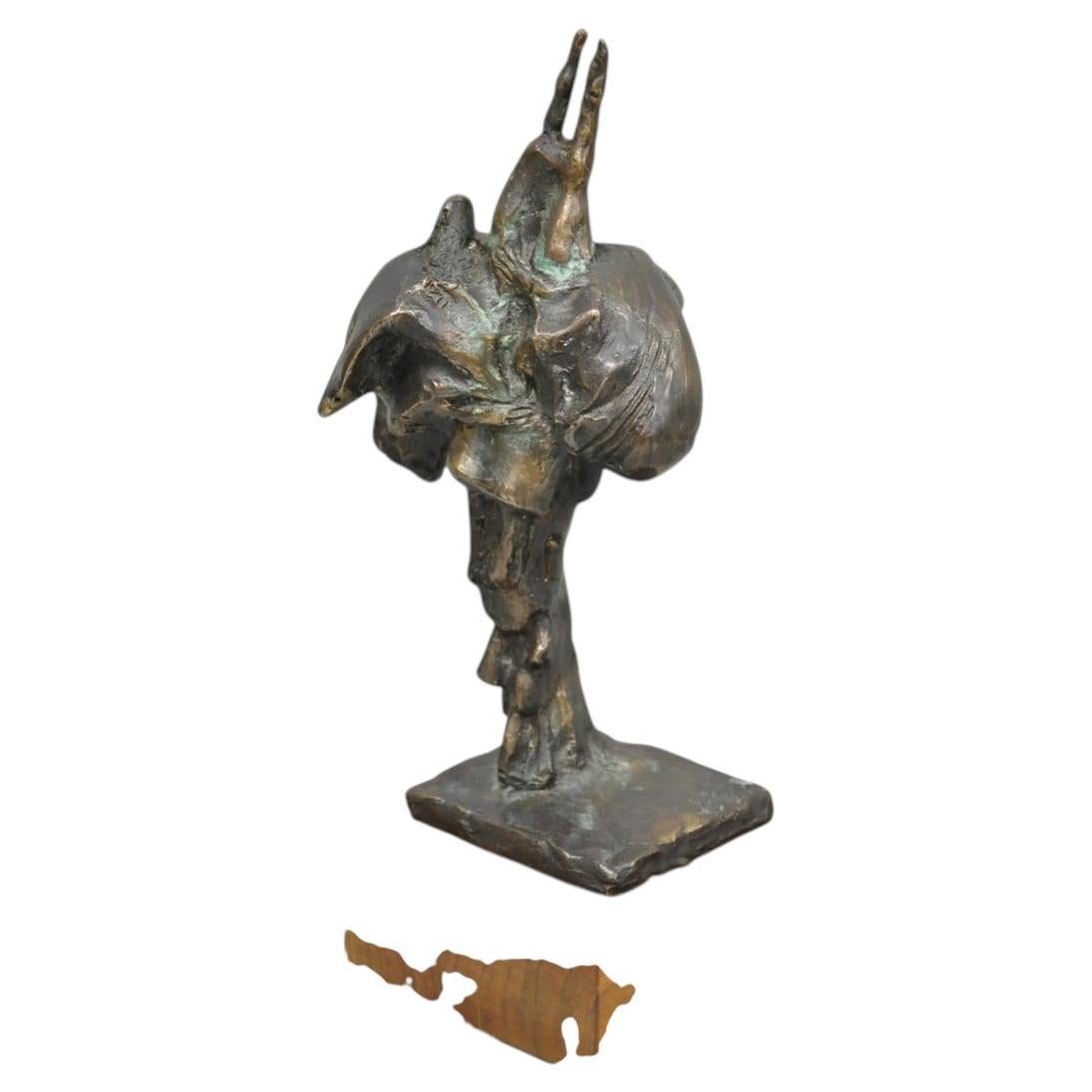 Vintage Elbert Weinberg "Scroll" Bronze Brutalist Abstract Sculpture Figure