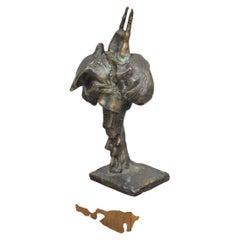 Vintage Elbert Weinberg "Scroll" Bronze Brutalist Abstract Sculpture Figure
