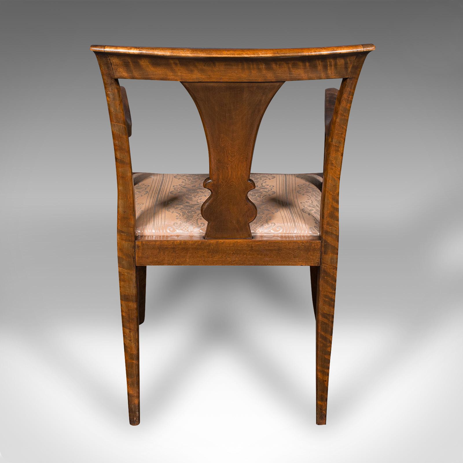 German Vintage Elbow Chair, Continental, Satinwood, Seat, Biedermeier Taste, Art Deco For Sale