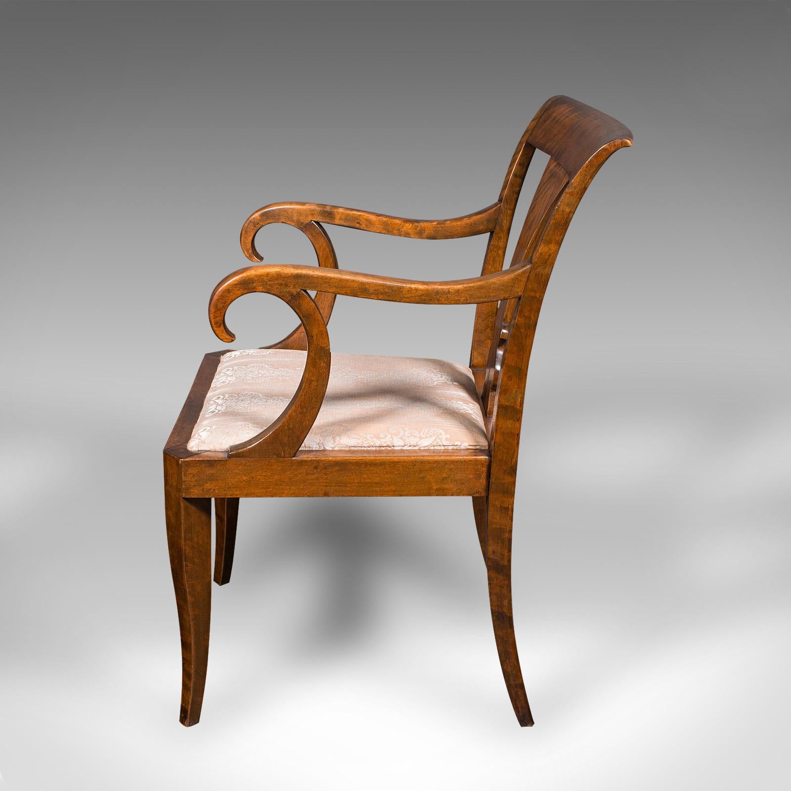 Vintage Elbow Chair, Continental, Satinwood, Seat, Biedermeier Taste, Art Deco In Good Condition For Sale In Hele, Devon, GB