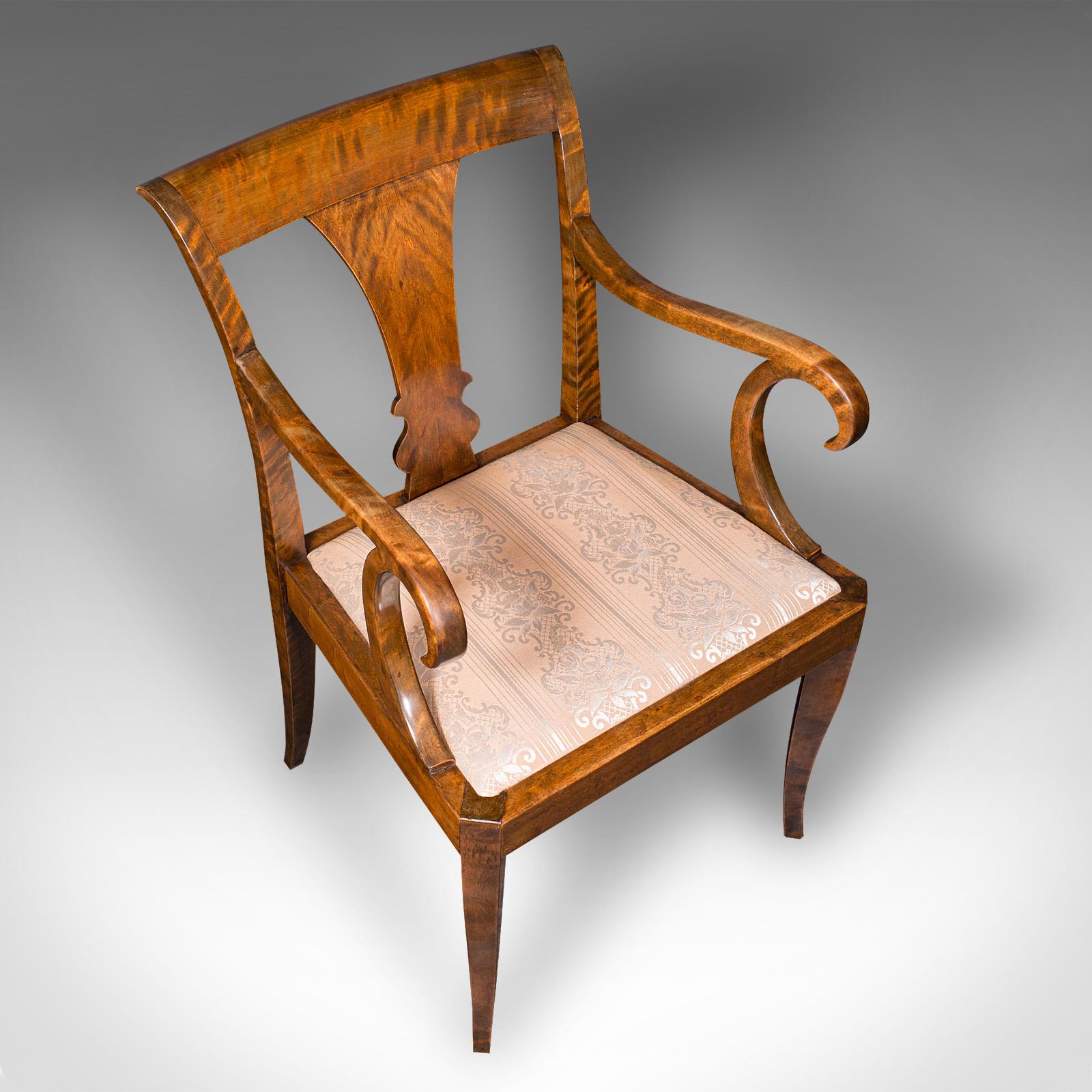 Mid-20th Century Vintage Elbow Chair, Continental, Satinwood, Seat, Biedermeier Taste, Art Deco For Sale