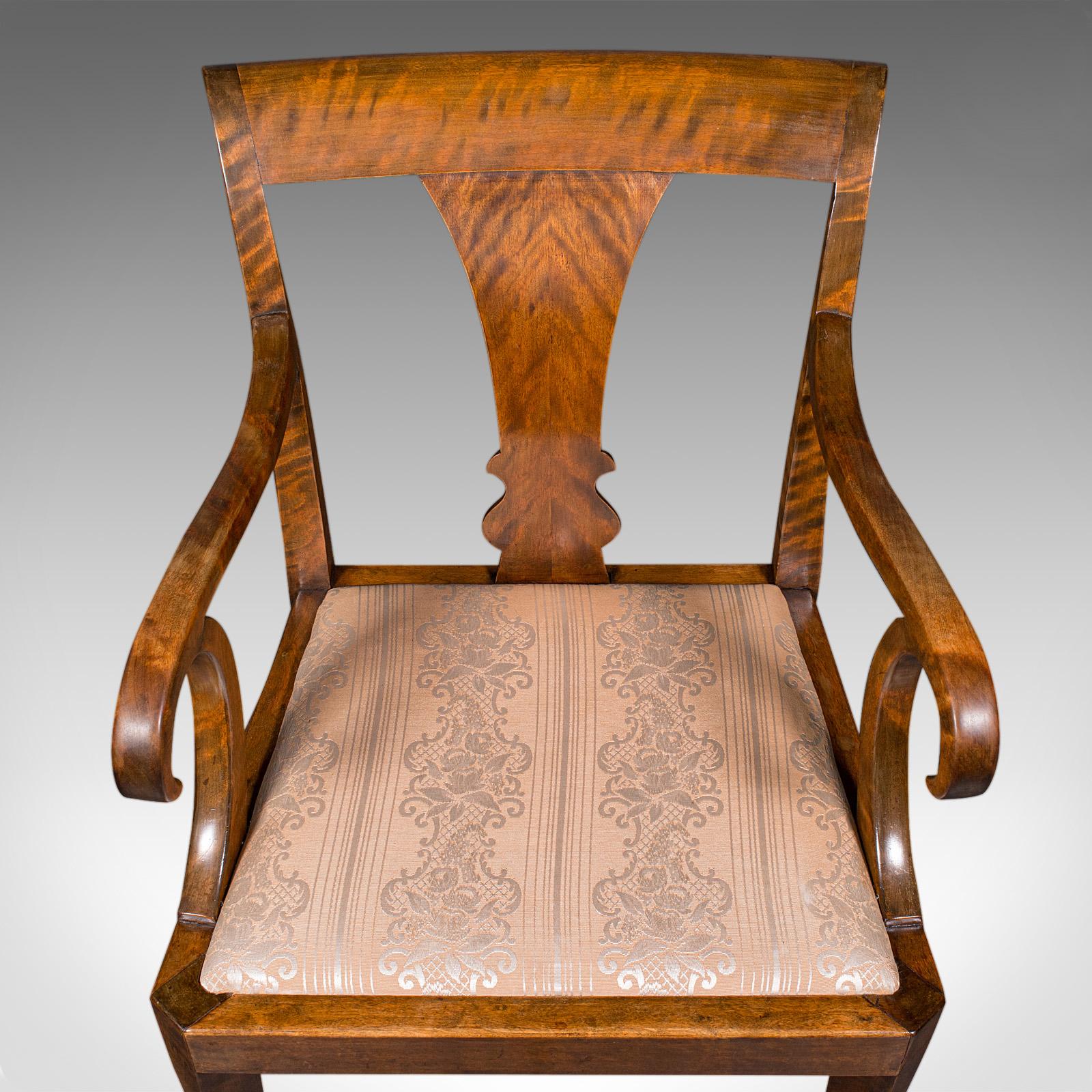Textile Vintage Elbow Chair, Continental, Satinwood, Seat, Biedermeier Taste, Art Deco For Sale