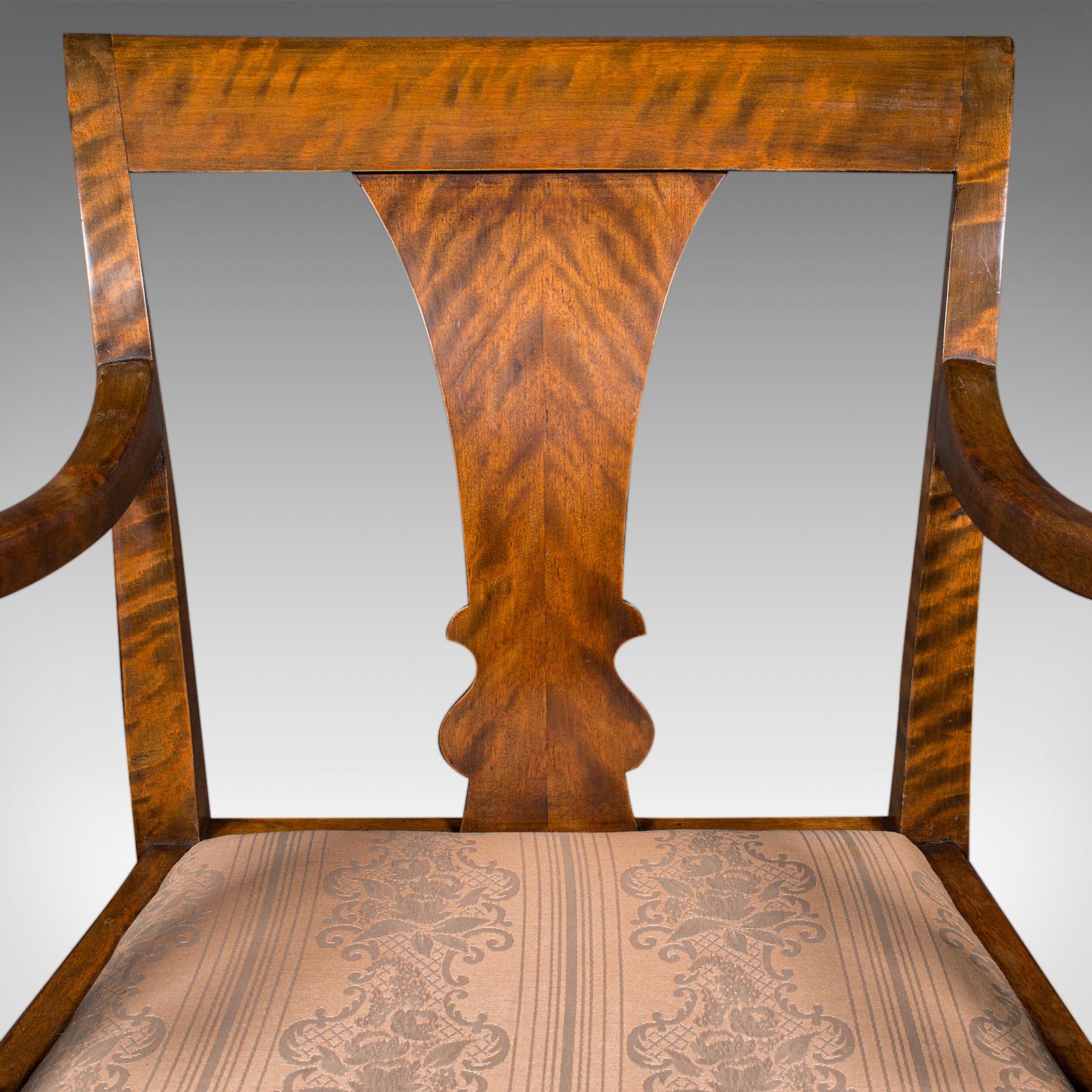 Vintage Elbow Chair, Continental, Satinwood, Seat, Biedermeier Taste, Art Deco For Sale 1