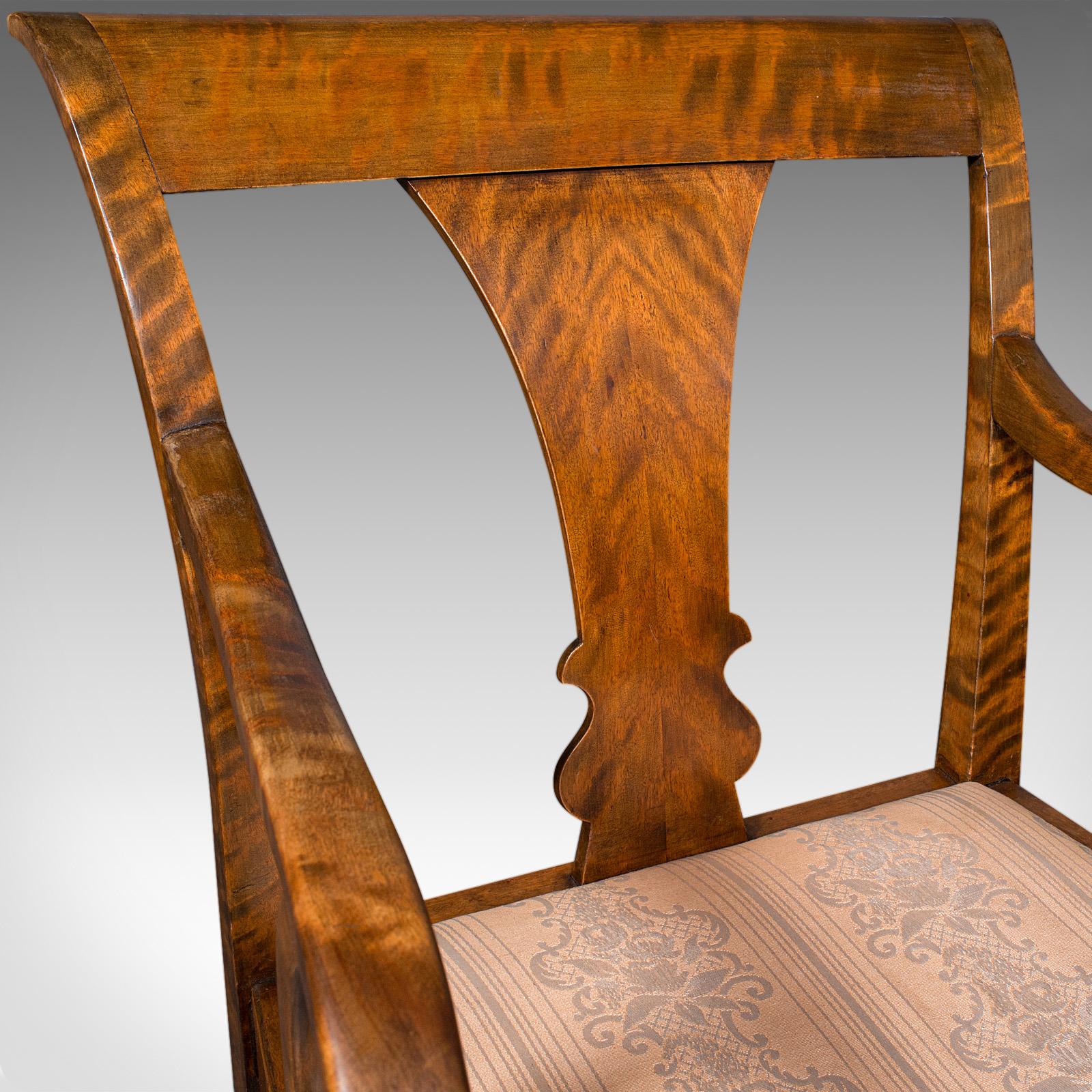 Vintage Elbow Chair, Continental, Satinwood, Seat, Biedermeier Taste, Art Deco For Sale 2