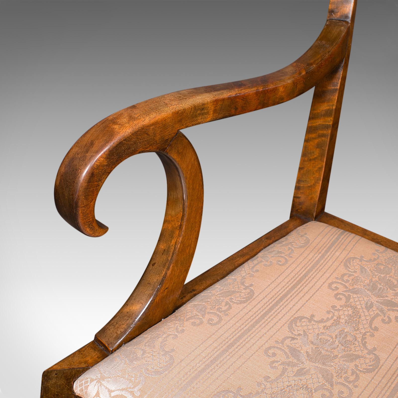 Vintage Elbow Chair, Continental, Satinwood, Seat, Biedermeier Taste, Art Deco For Sale 3