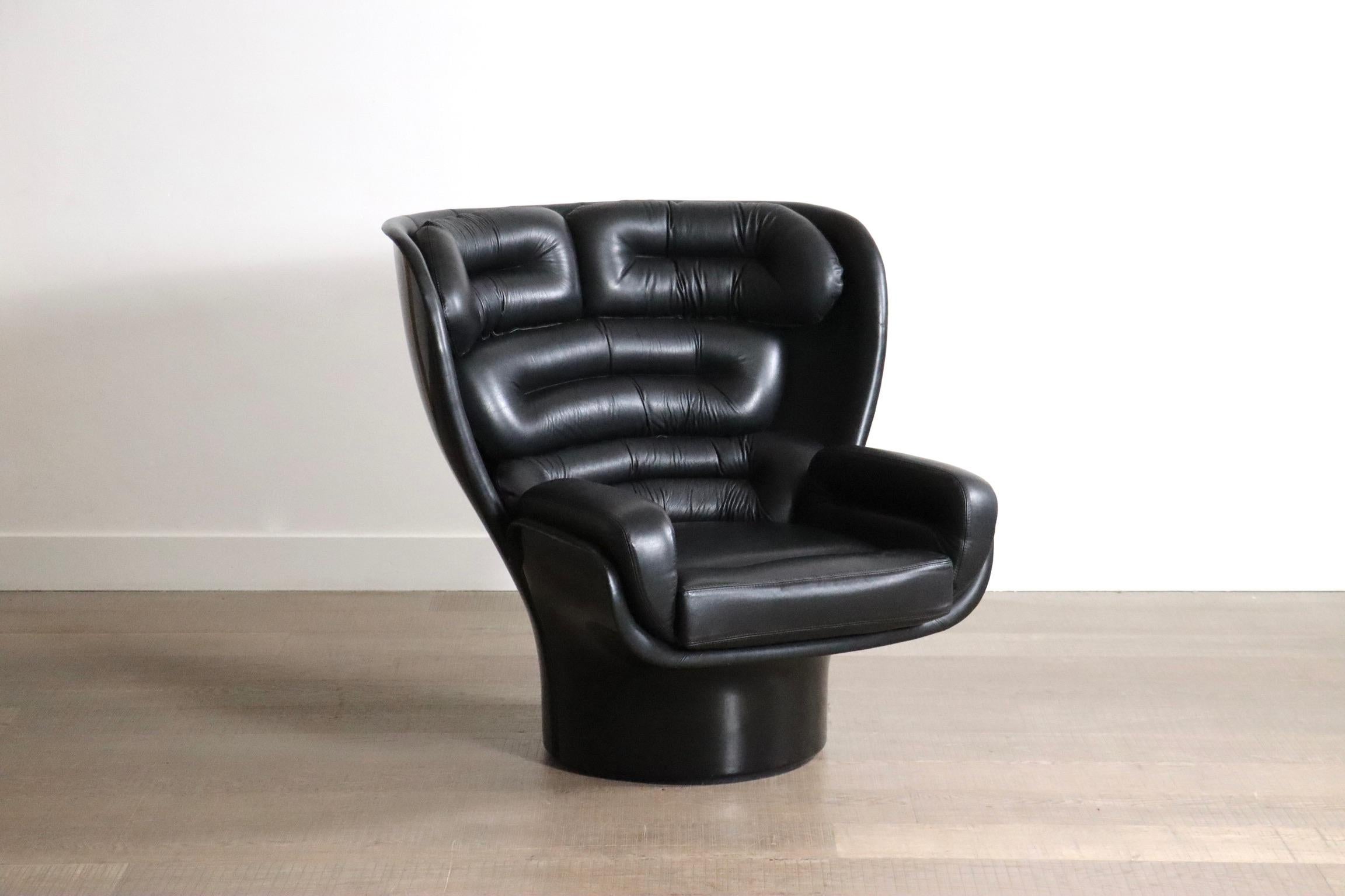 Chaise longue vintage Elda en noir sur noir par Joe Colombo pour Comfort Italy 197 en vente 2