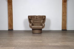 Fauteuil de salon Elda vintage mocha de Joe Colombo pour Comfort Italie 1970