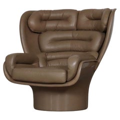 Elda Lounge Chair vintage in moka di Joe Colombo per Comfort, Italy 1970s