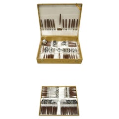 Vintage Eldan Japan ELD 2 Brown Stainless Steel Flatware Set Svc for 12, 105 Pc