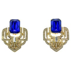 Vintage Electric Blue Deco Earrings 2000s