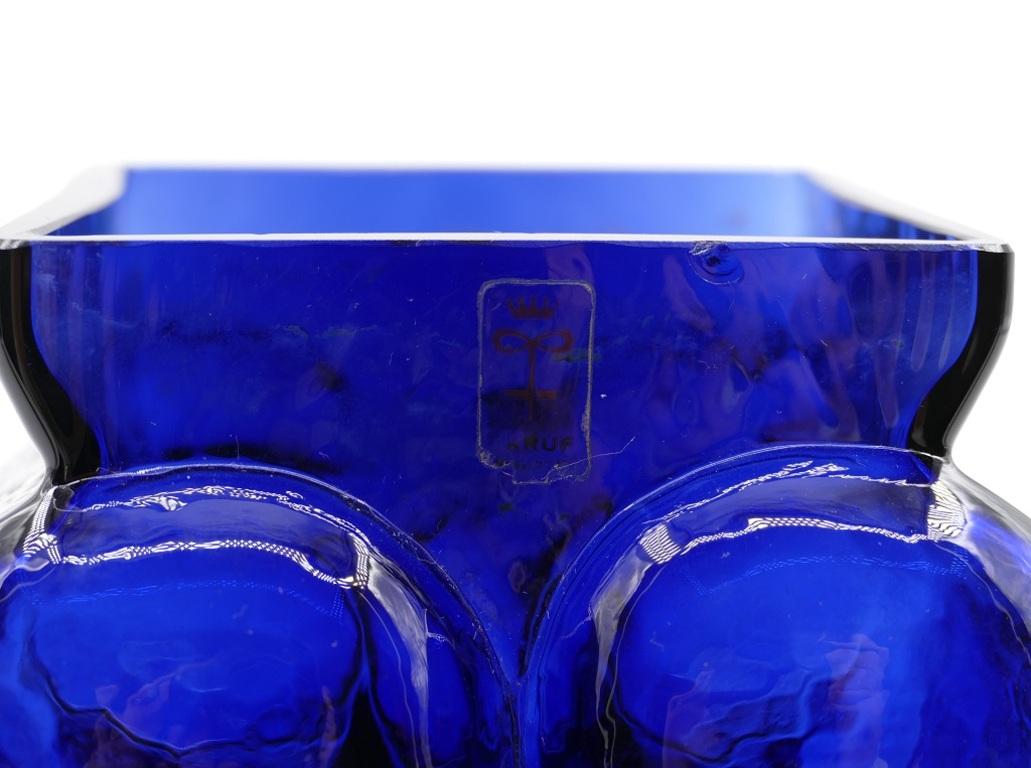 Electric Blue Glass Vase aus elektrischem Glas, Glaskunst Skruf, 1970er Jahre (Ende des 20. Jahrhunderts) im Angebot