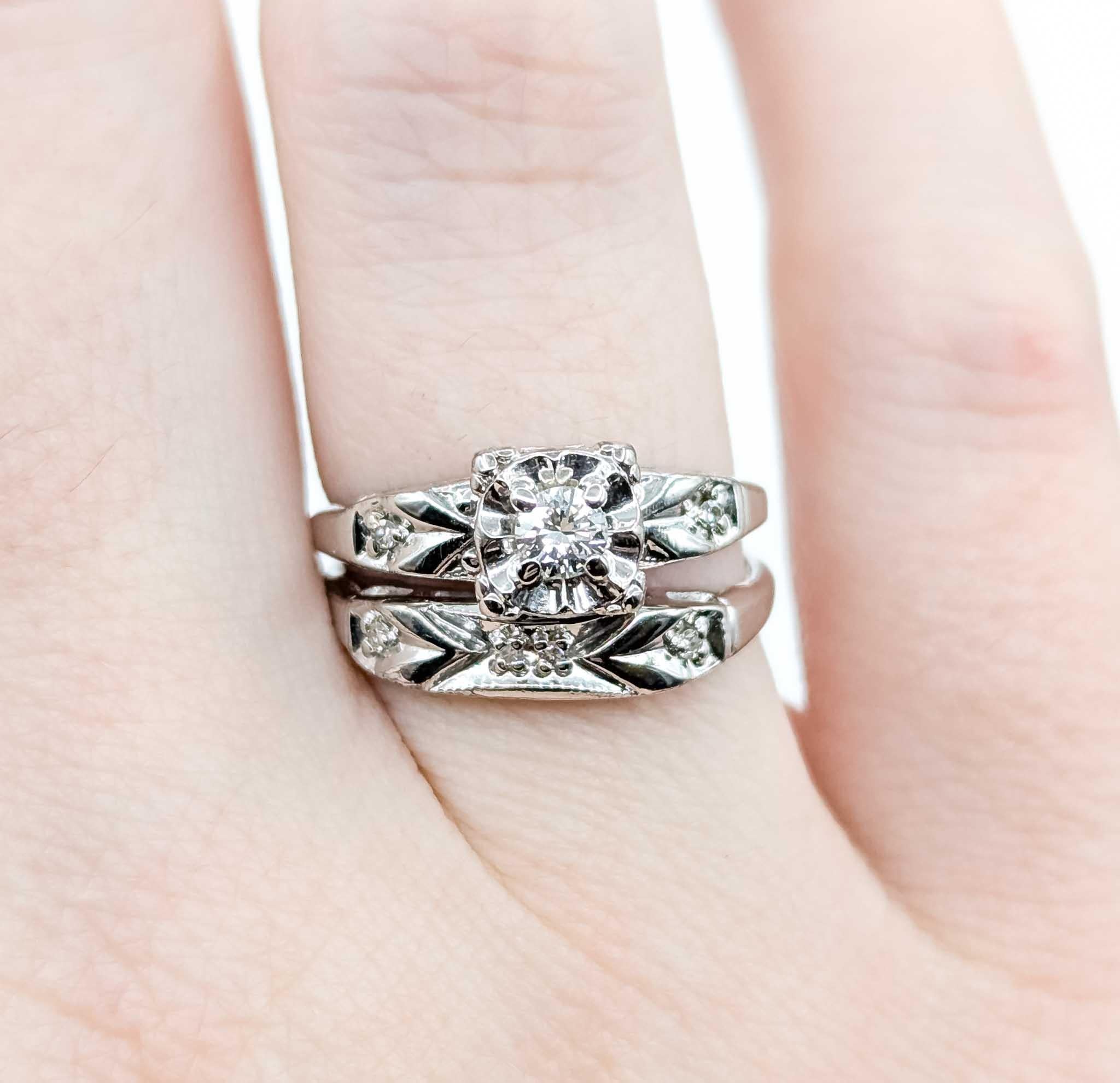 Set di anelli con diamanti Vintage Eleg 14kt In condizioni ottime in vendita a Bloomington, MN