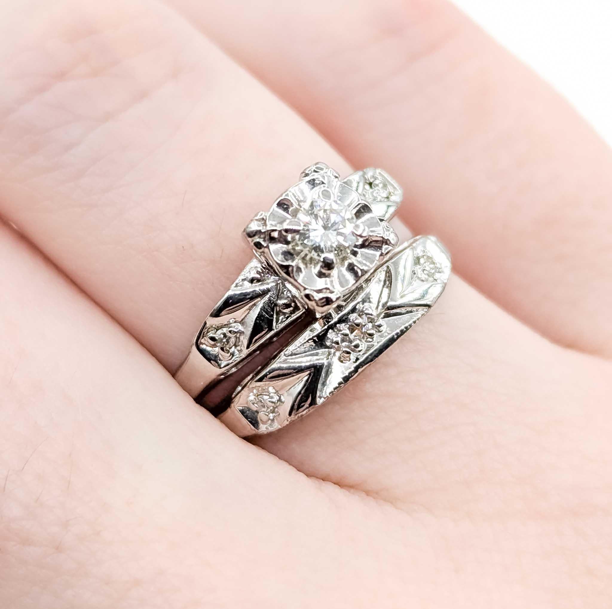 Donna Set di anelli con diamanti Vintage Eleg 14kt in vendita