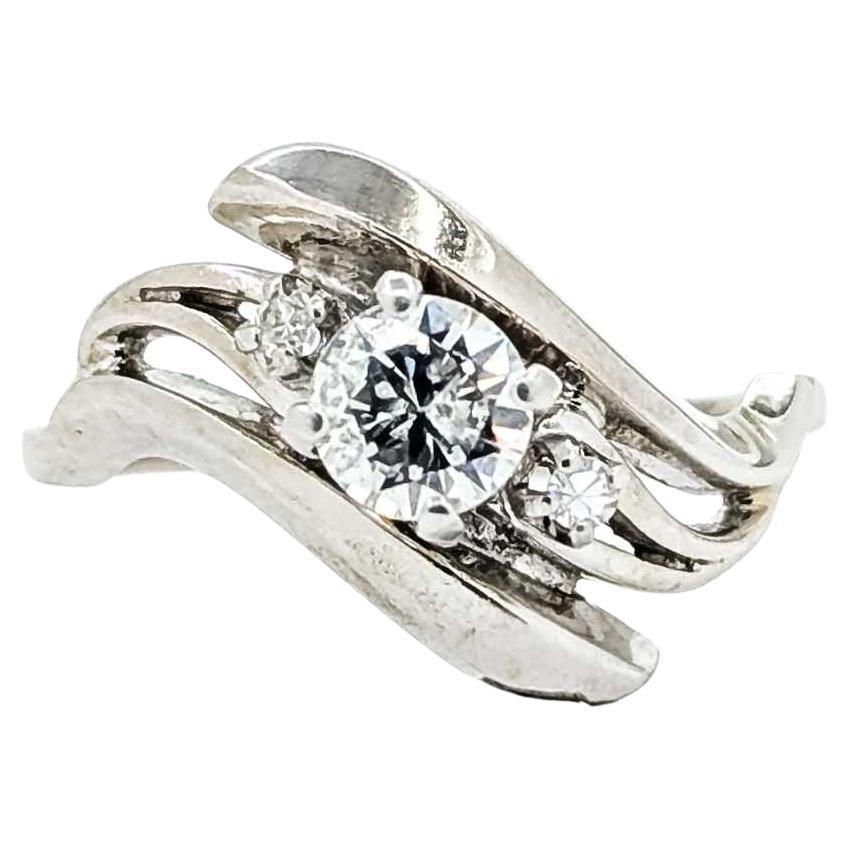 Anello di fidanzamento con diamante Vintage Eleg in oro bianco 14 carati