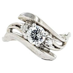 Anello di fidanzamento con diamante Vintage Eleg in oro bianco 14 carati