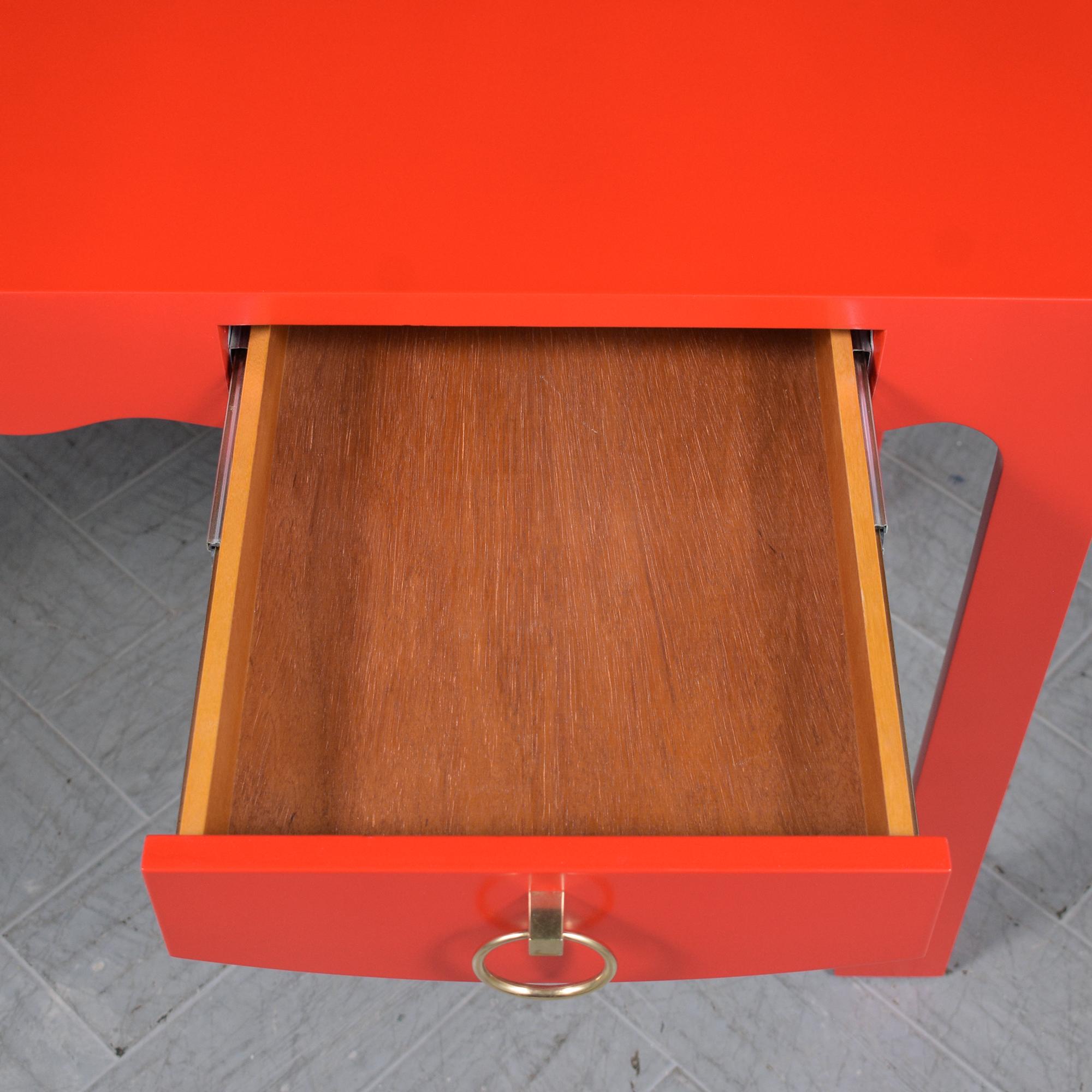 Carved Vintage Elegance Unleashed: Exquisite Mid-Century 1960s Handcrafted Wooden Desk