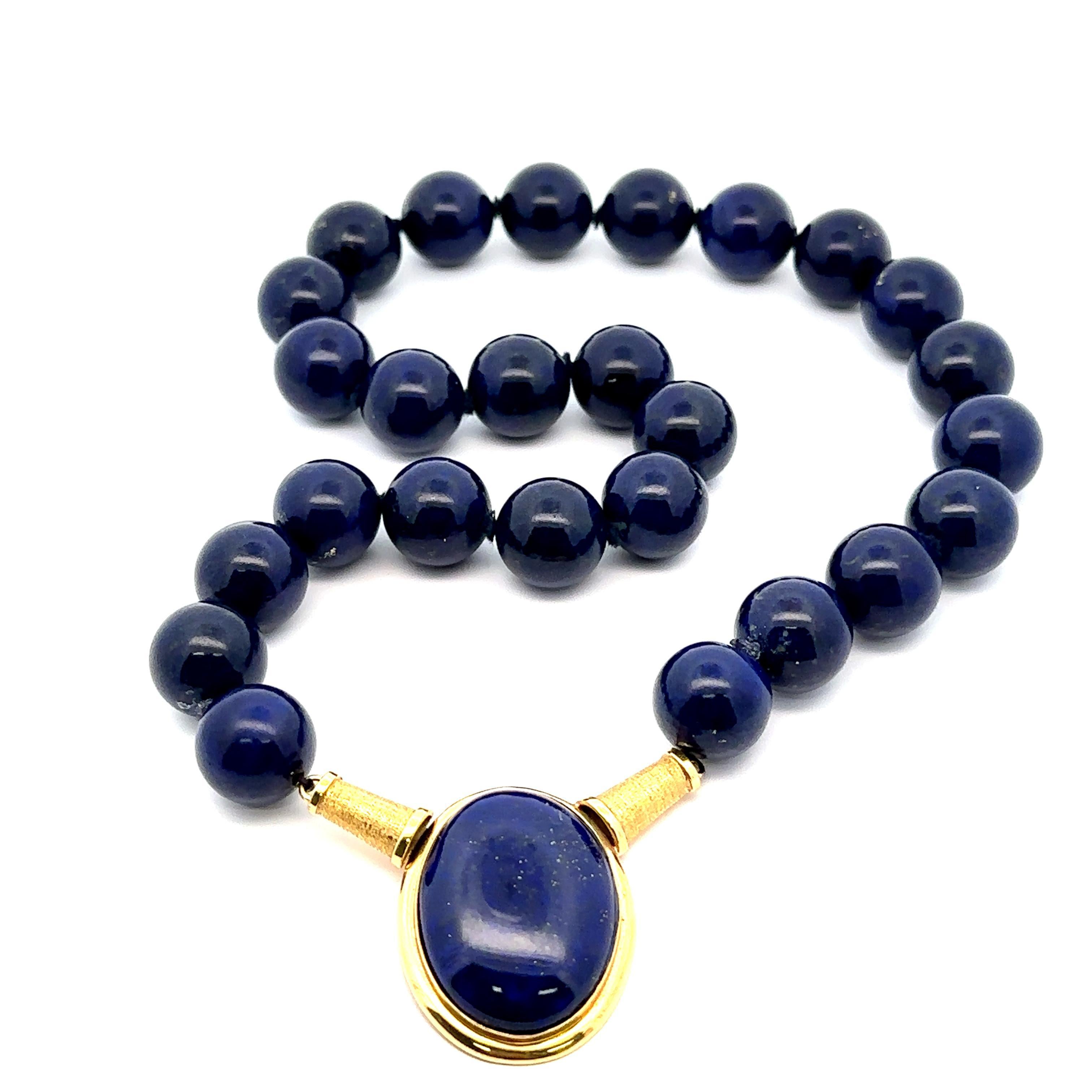 Women's Vintage Elegant GIA Lapis Oval & Bead 16