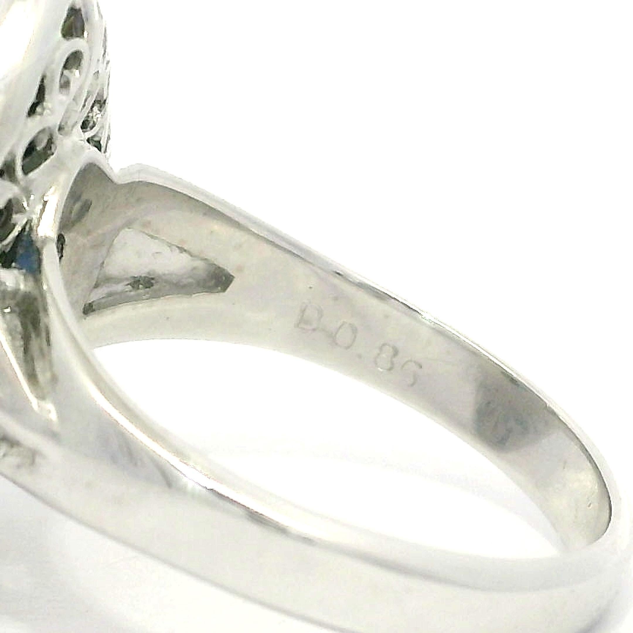Vintage Elegant Platin GIA 2.99ctw Oval Sapphire & Diamant Ballerina Ring Damen im Angebot