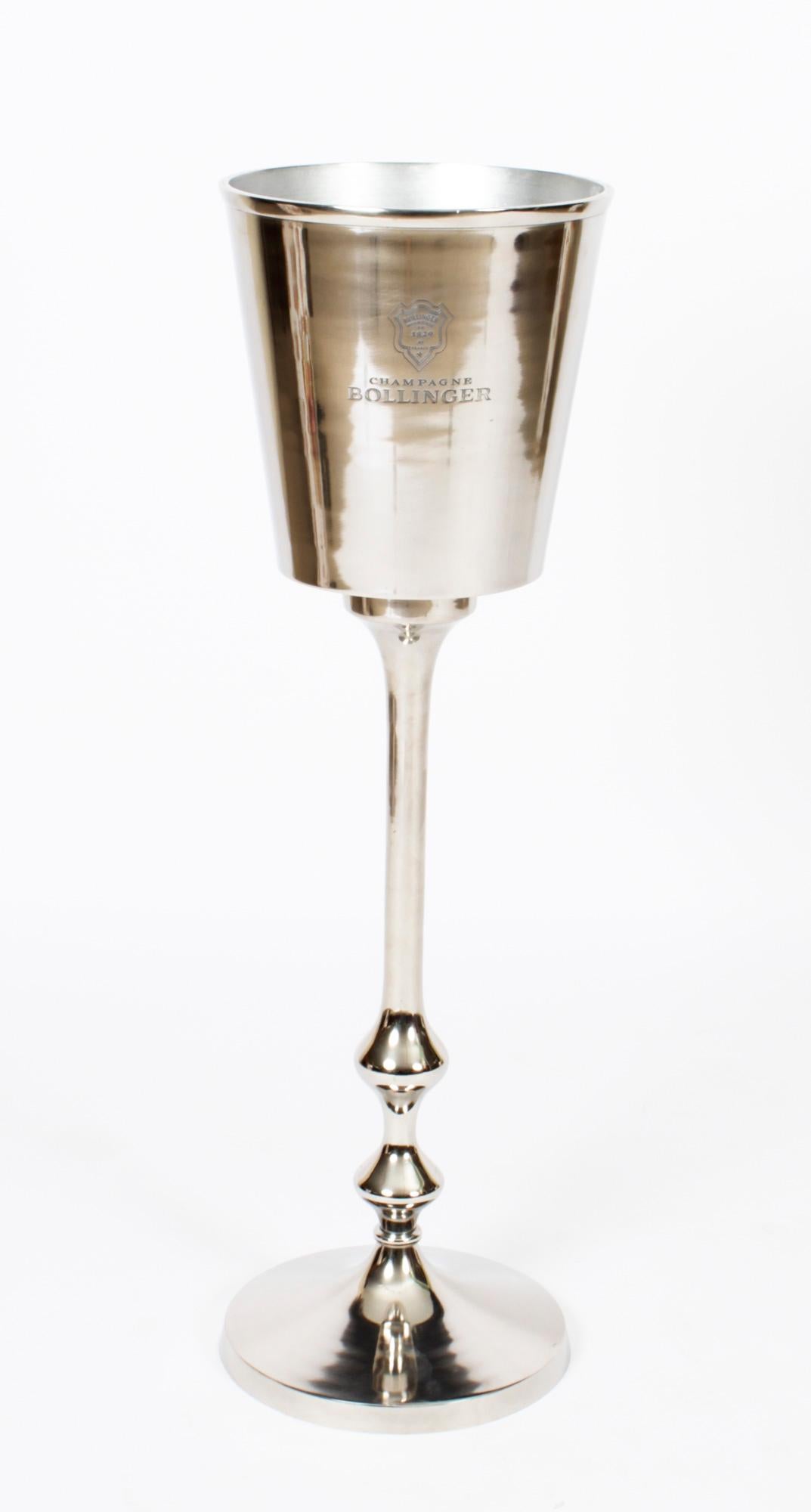Vintage Elegant Silver-Plated Bollinger Champagne / Wine Cooler on Stand 20th C 2