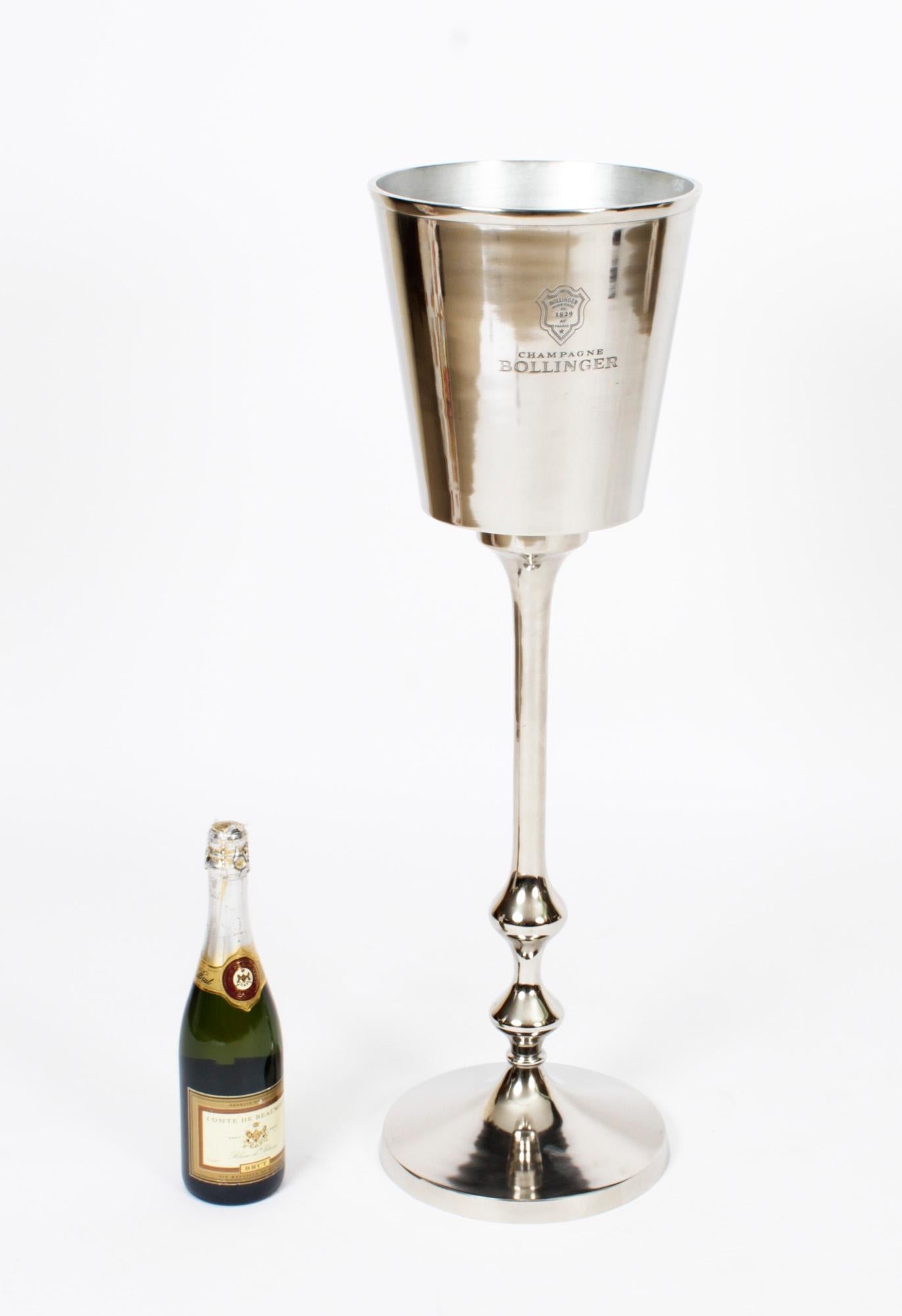 Vintage Elegant Silver-Plated Bollinger Champagne / Wine Cooler on Stand 20th C 4