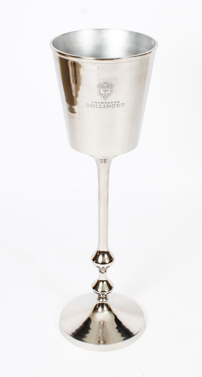 Vintage Elegant Silver-Plated Bollinger Champagne / Wine Cooler on Stand  20th C at 1stDibs | bollinger champagne bucket, angela bollinger