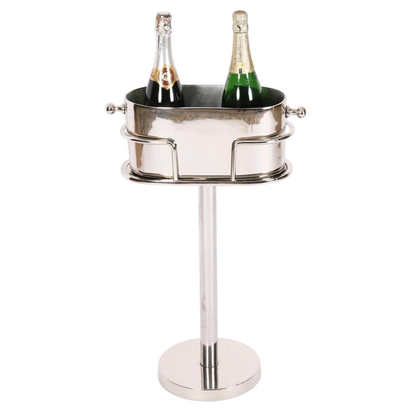 Vintage Elegant Silver-plated Champagne/ Wine Cooler on Stand 20thCentury