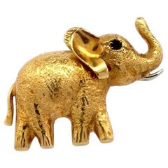 Vintage Elefant 3-dimensionaler Gold-Charm-Anhänger mit Anhänger