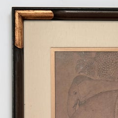 Vintage Elephant Asian Style Framed Lithograph