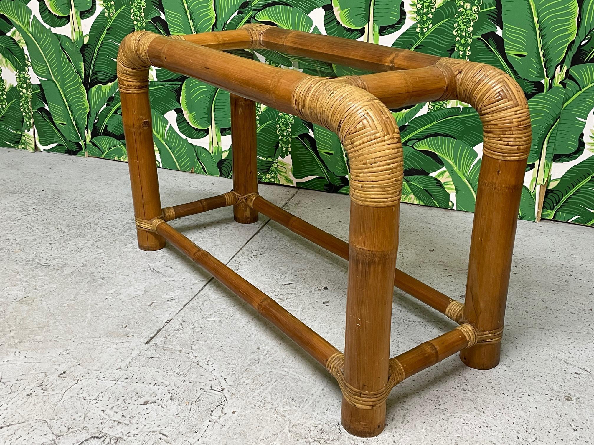 Organic Modern Vintage Elephant Bamboo Console Table For Sale