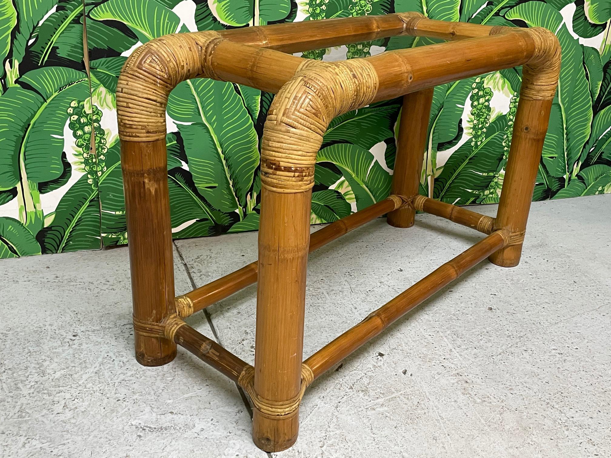20th Century Vintage Elephant Bamboo Console Table For Sale