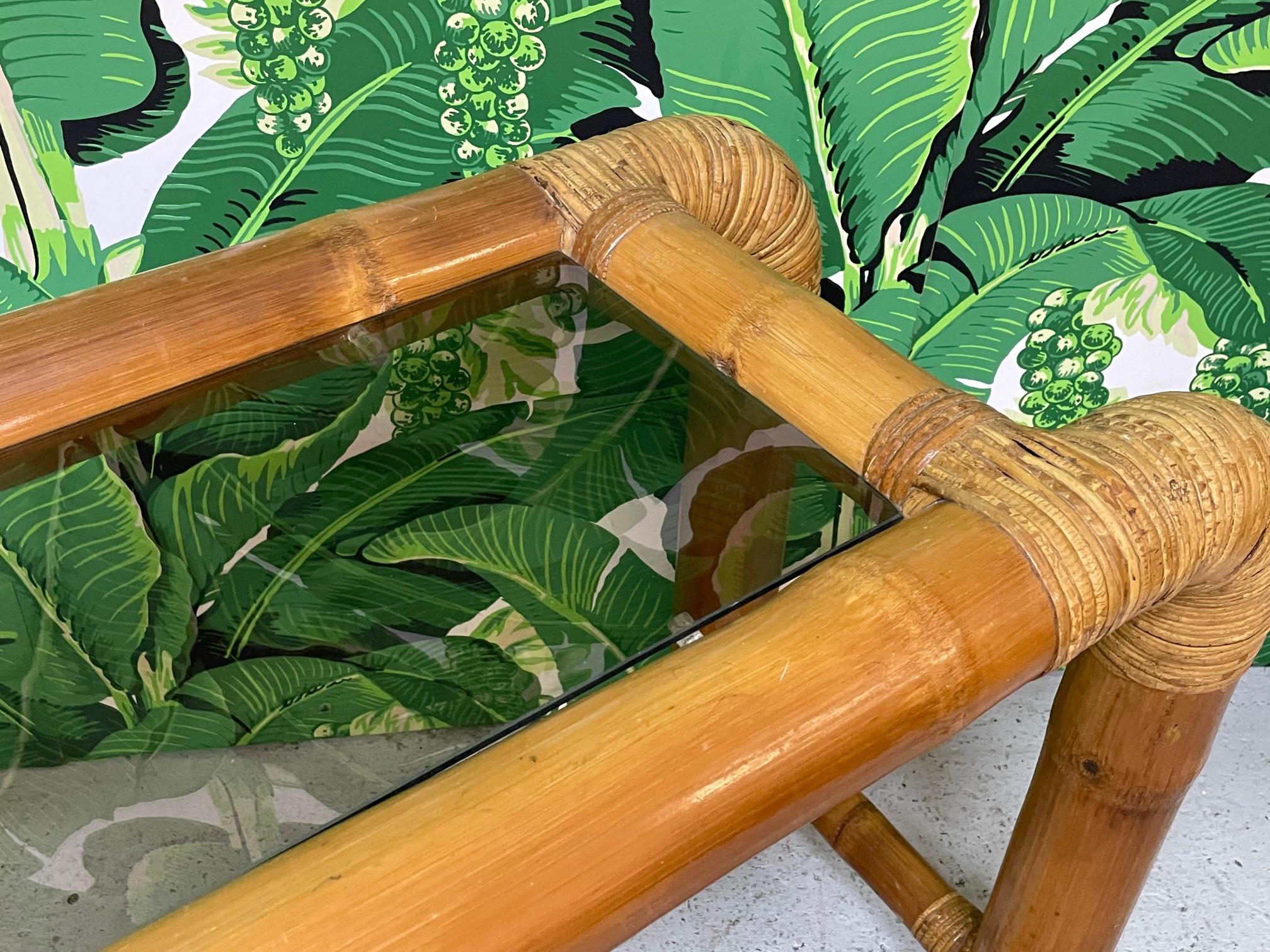 Vintage Elephant Bamboo Console Table In Good Condition In Jacksonville, FL