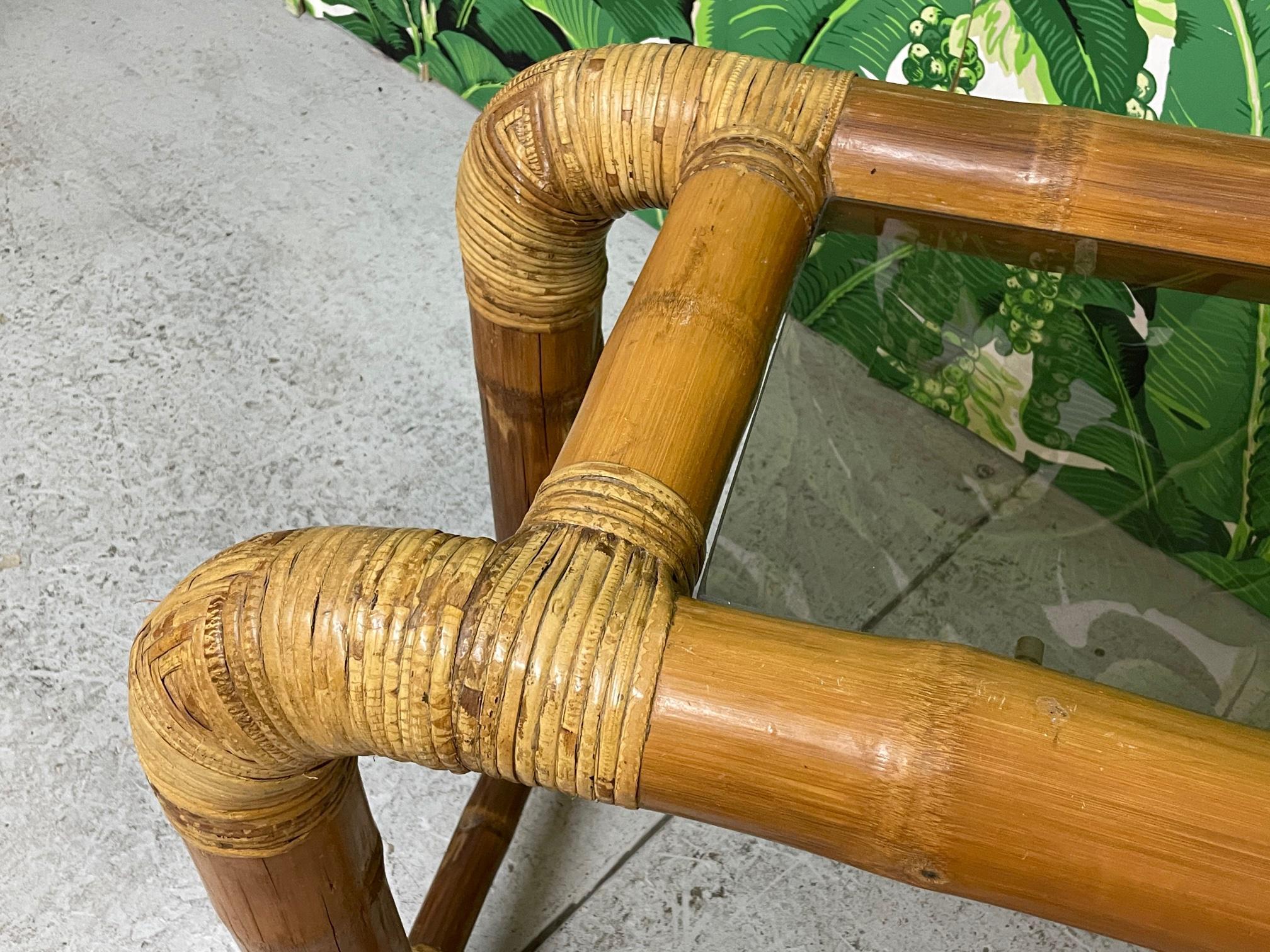 Vintage Elephant Bamboo Console Table For Sale 2