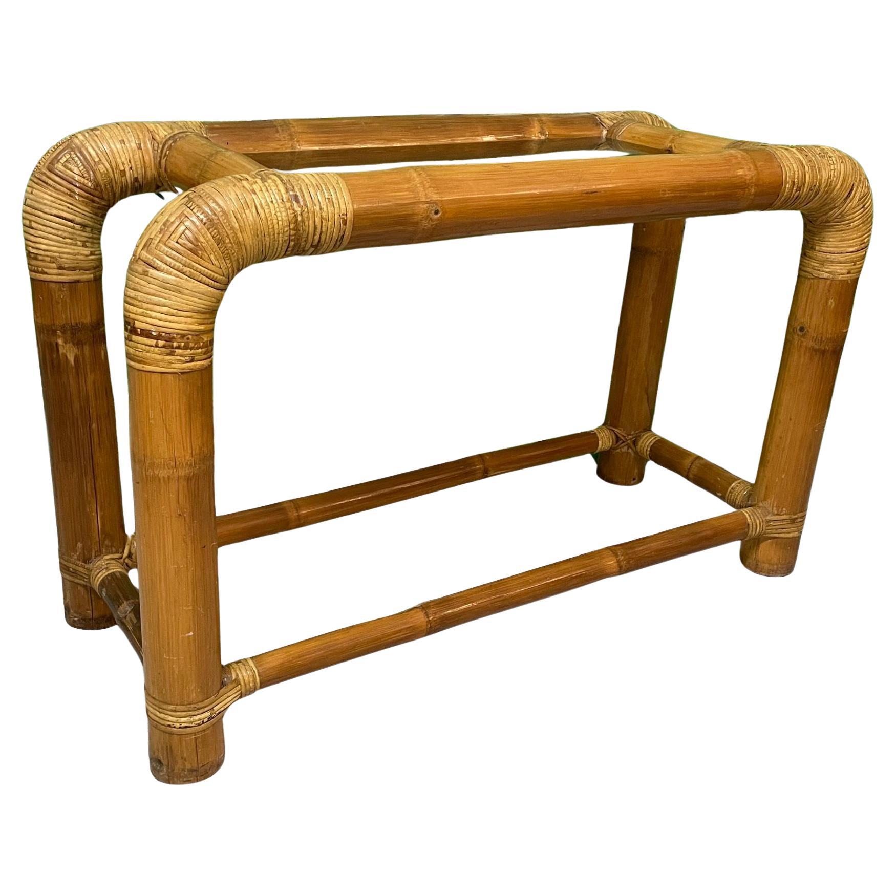 Vintage Elephant Bamboo Console Table For Sale