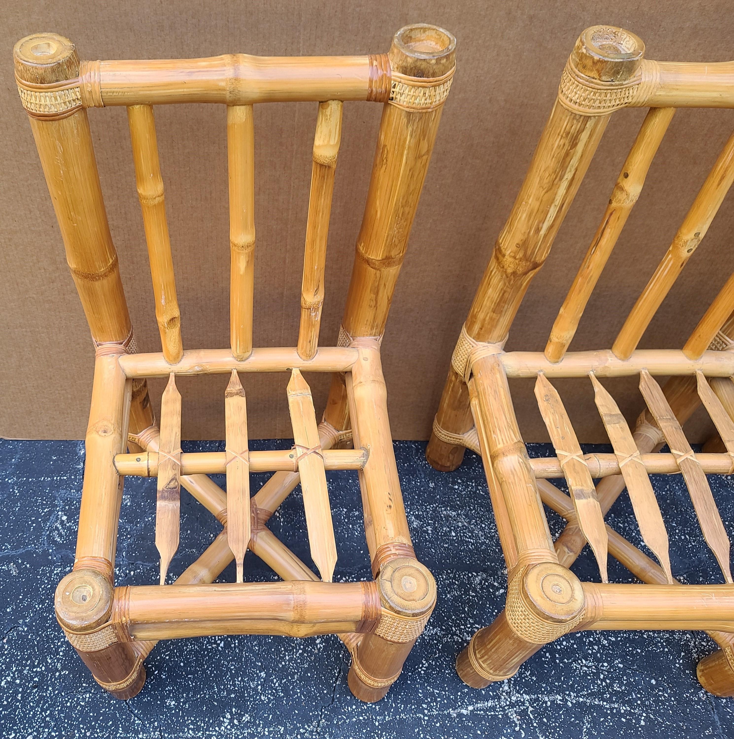 Unknown Vintage Elephant Bamboo Rattan Dining Chairs with Cushions - Set of 6 For Sale