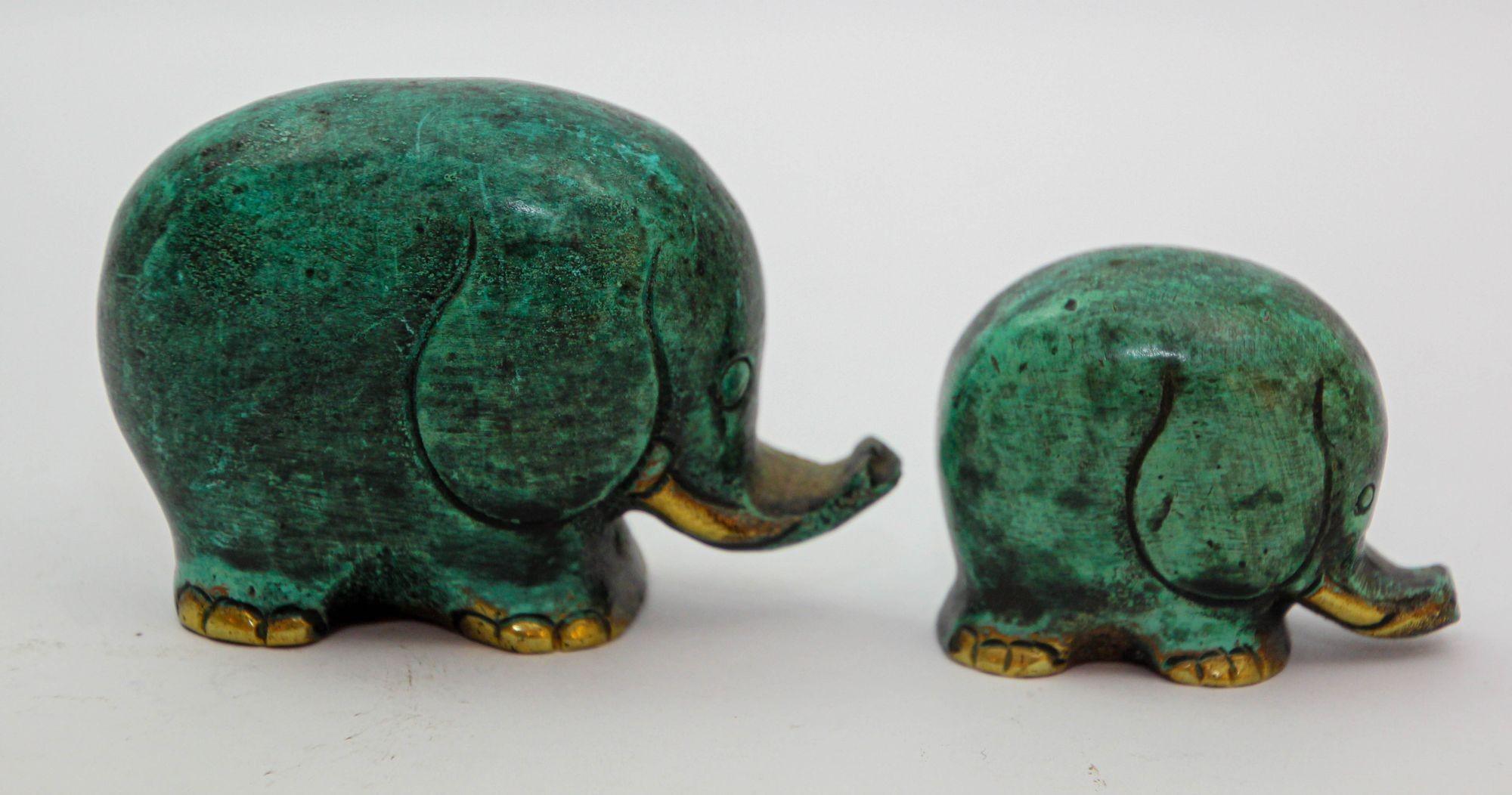 Americano Elefante vintage in bronzo con set di 2 sculture in Greene & Greene in vendita