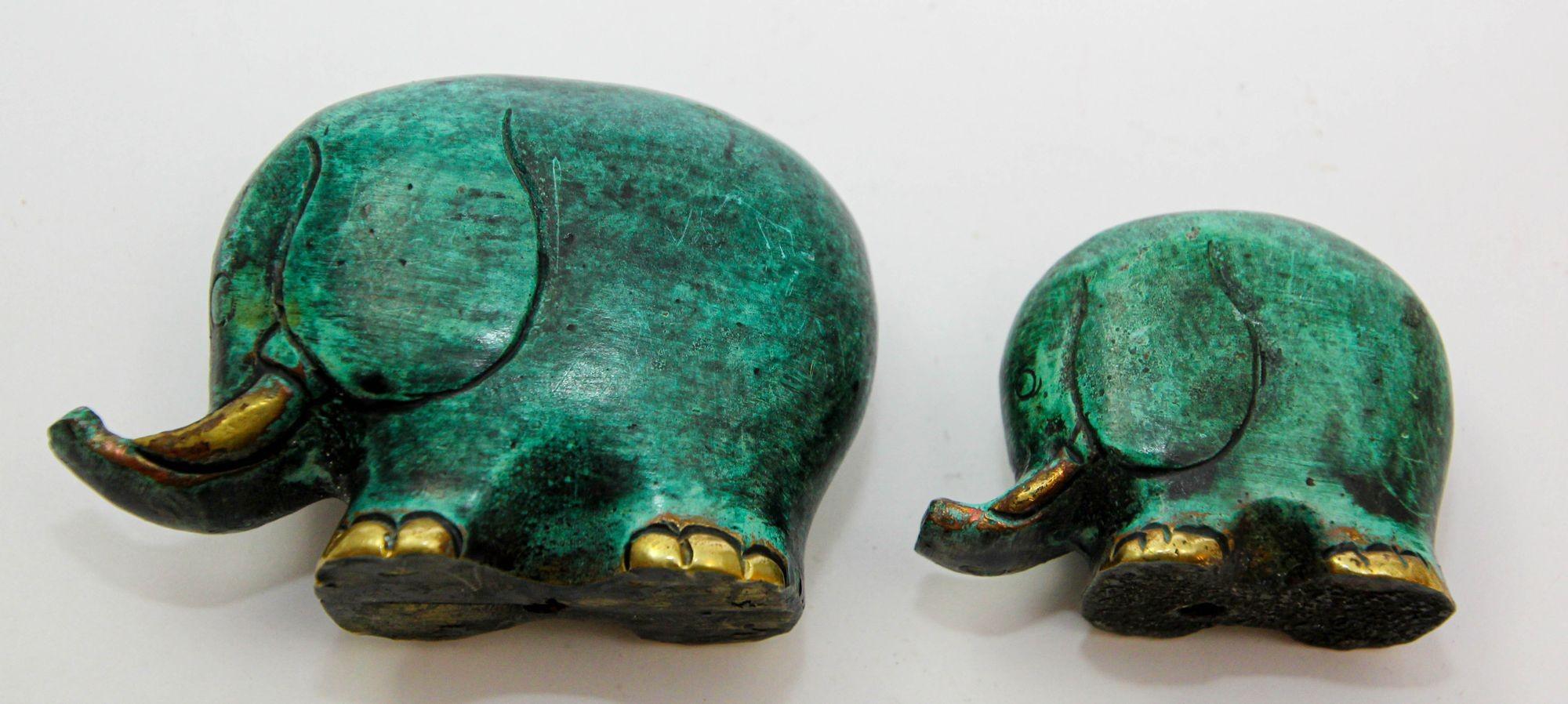 Calco Elefante vintage in bronzo con set di 2 sculture in Greene & Greene in vendita