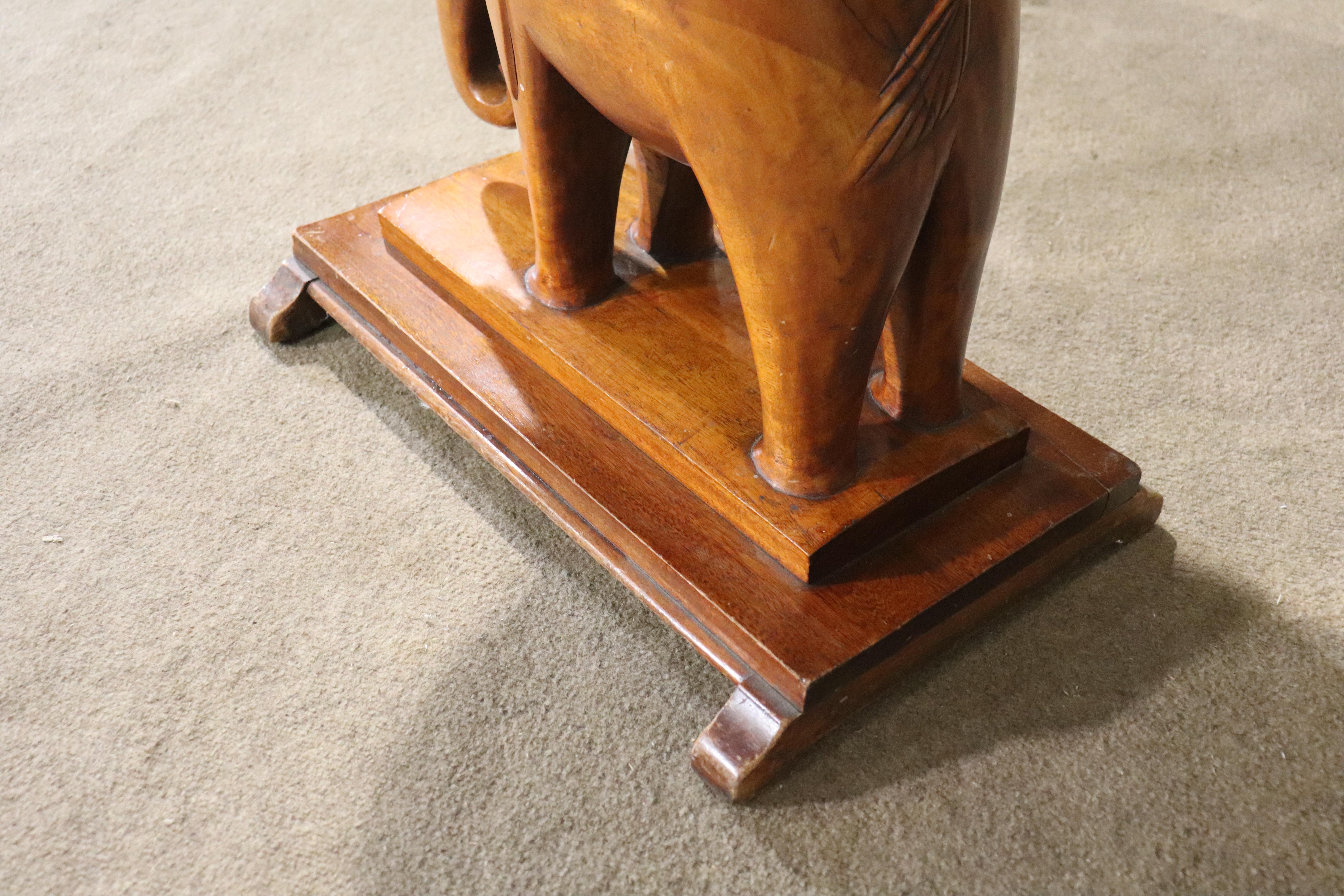 Vintage Elephant Carved Side Table 5