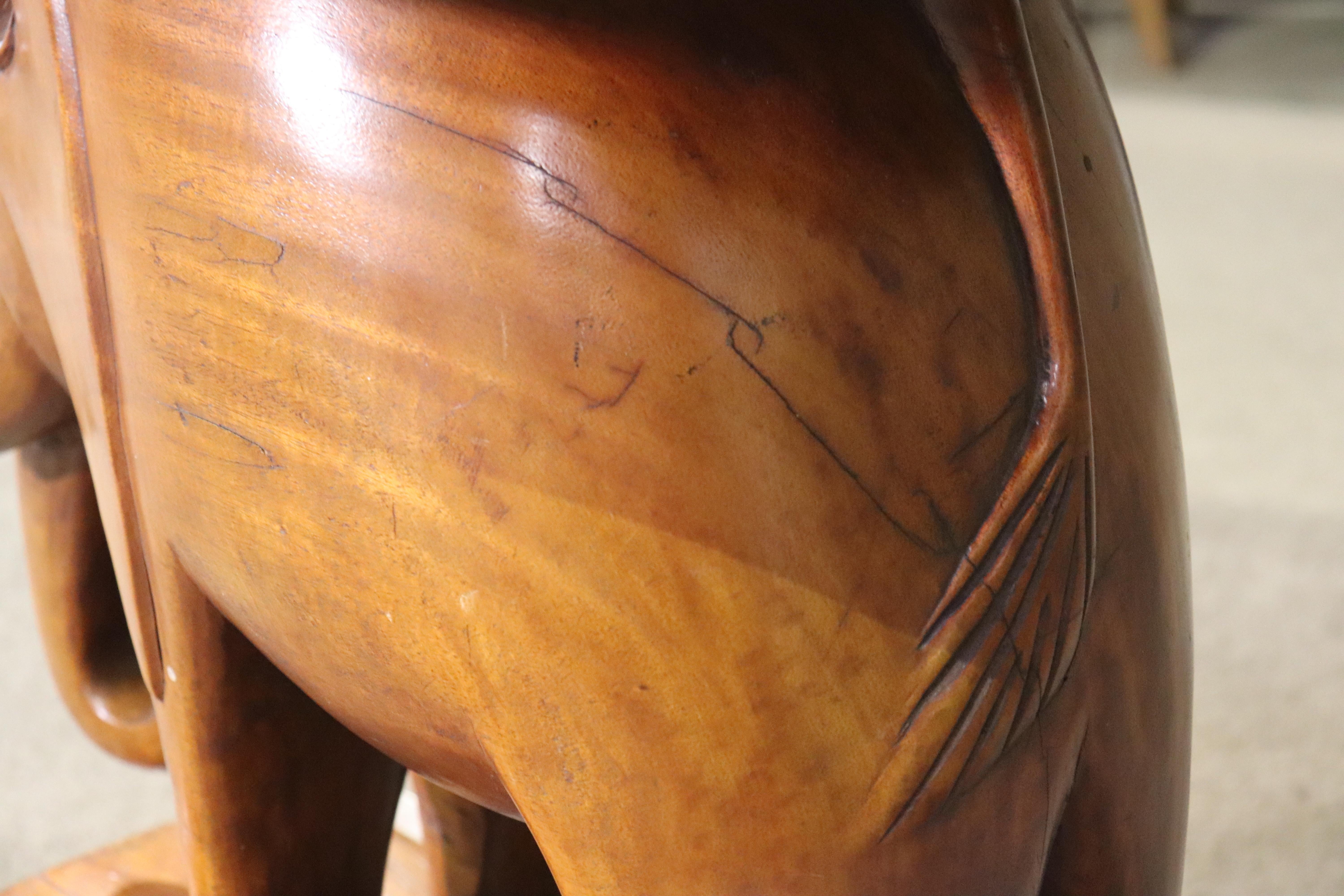 Vintage Elephant Carved Side Table 6