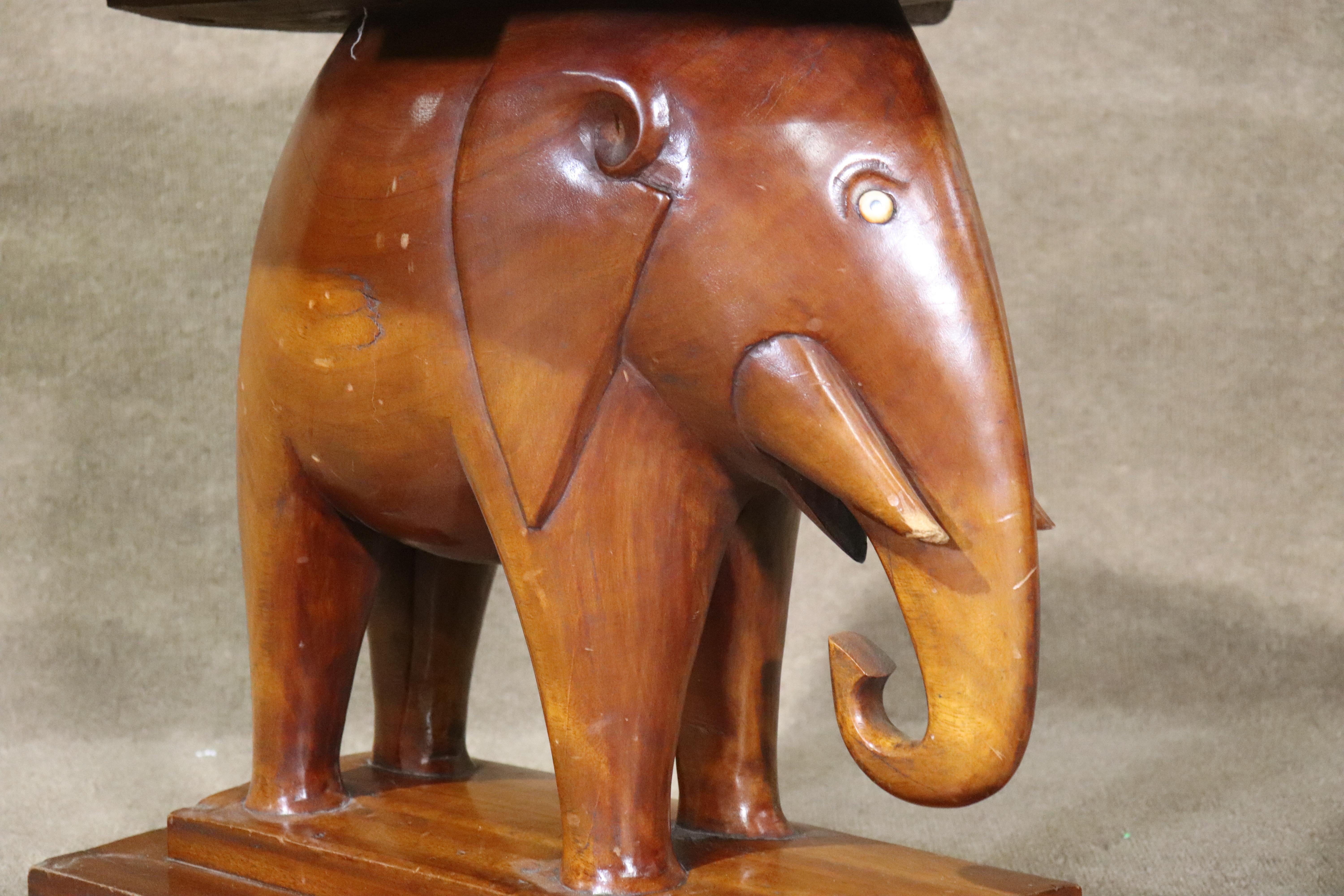 20th Century Vintage Elephant Carved Side Table