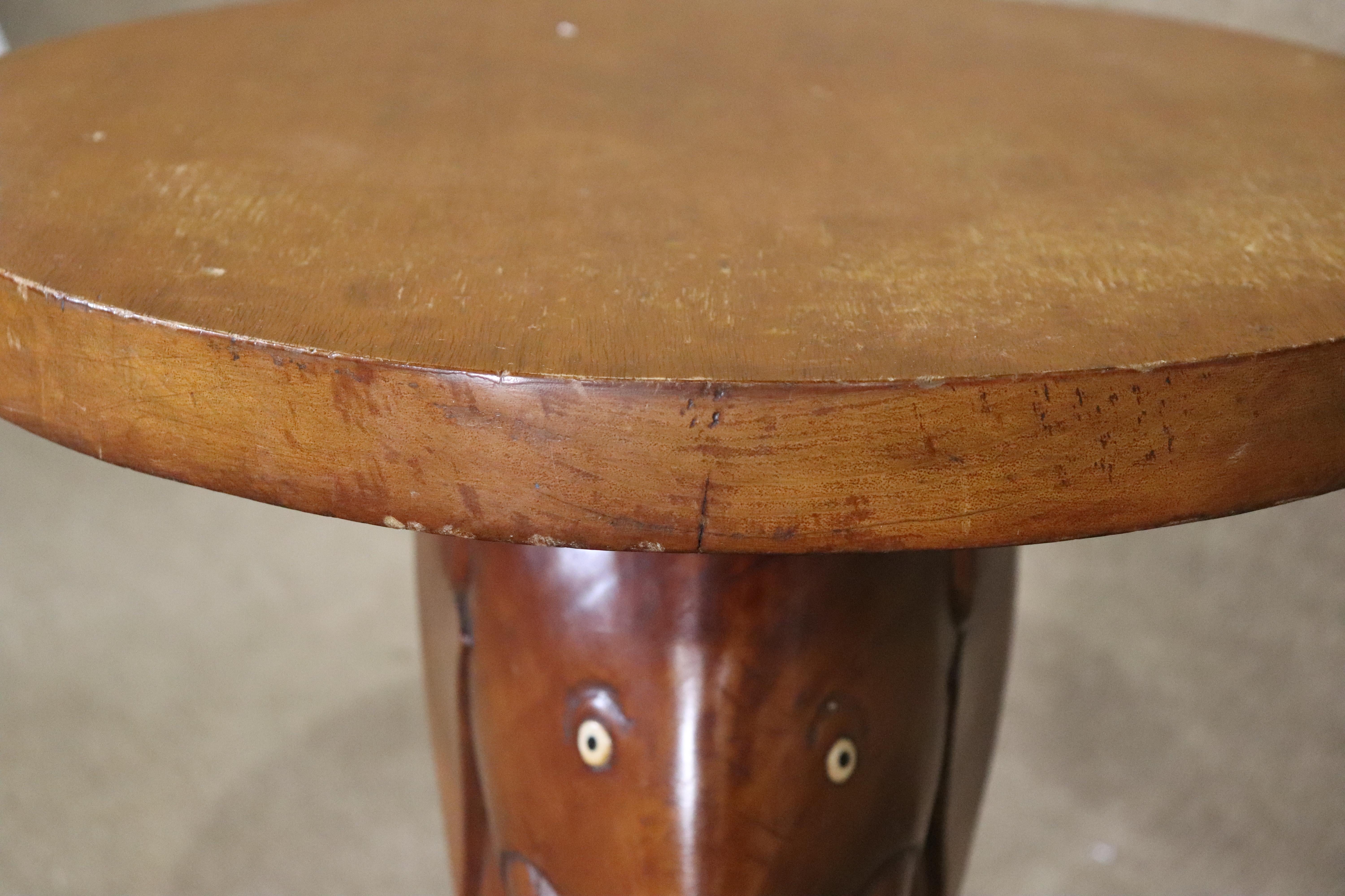 Vintage Elephant Carved Side Table 2