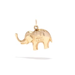 Vintage Elephant Charm, Gold Elephant Charm, 14K Gold, Circus Elephant Charm