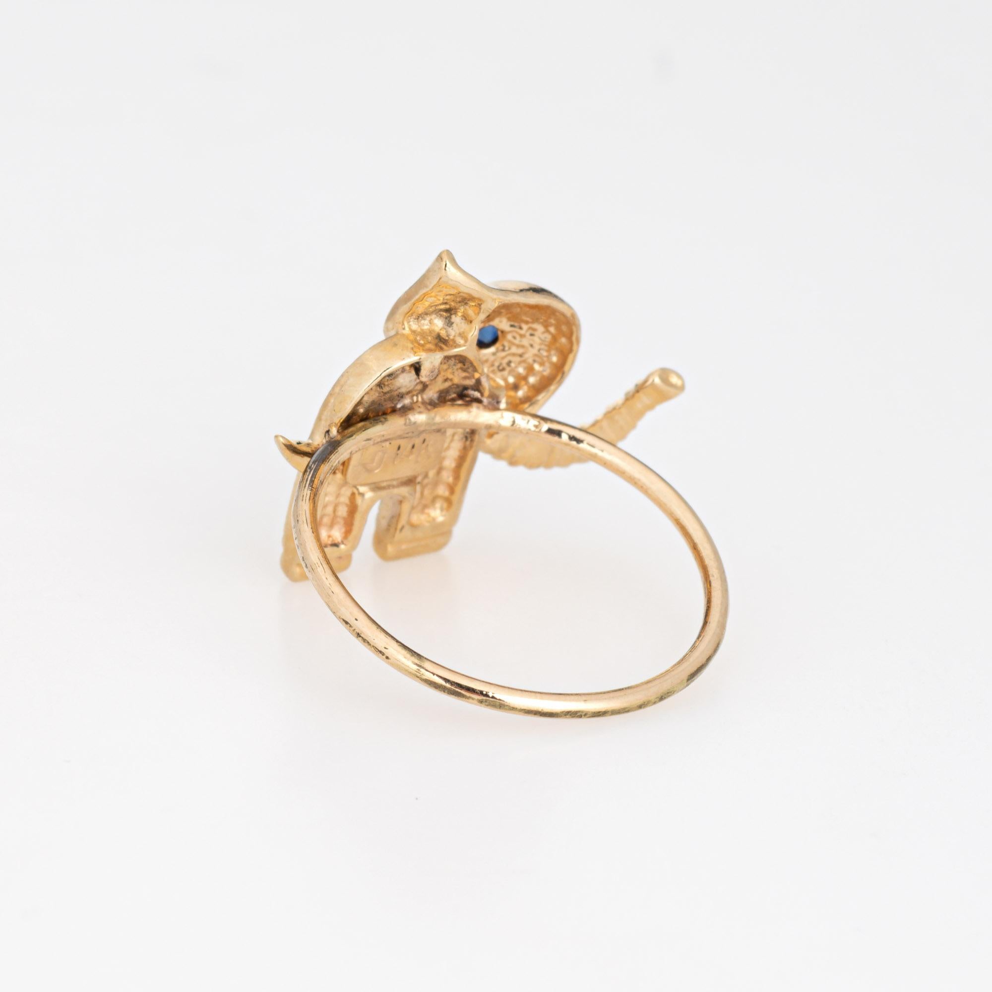 Vintage Elephant Conversion Ring 14k Yellow Gold Sz 5.75 Fine Animal Jewelry In Good Condition For Sale In Torrance, CA