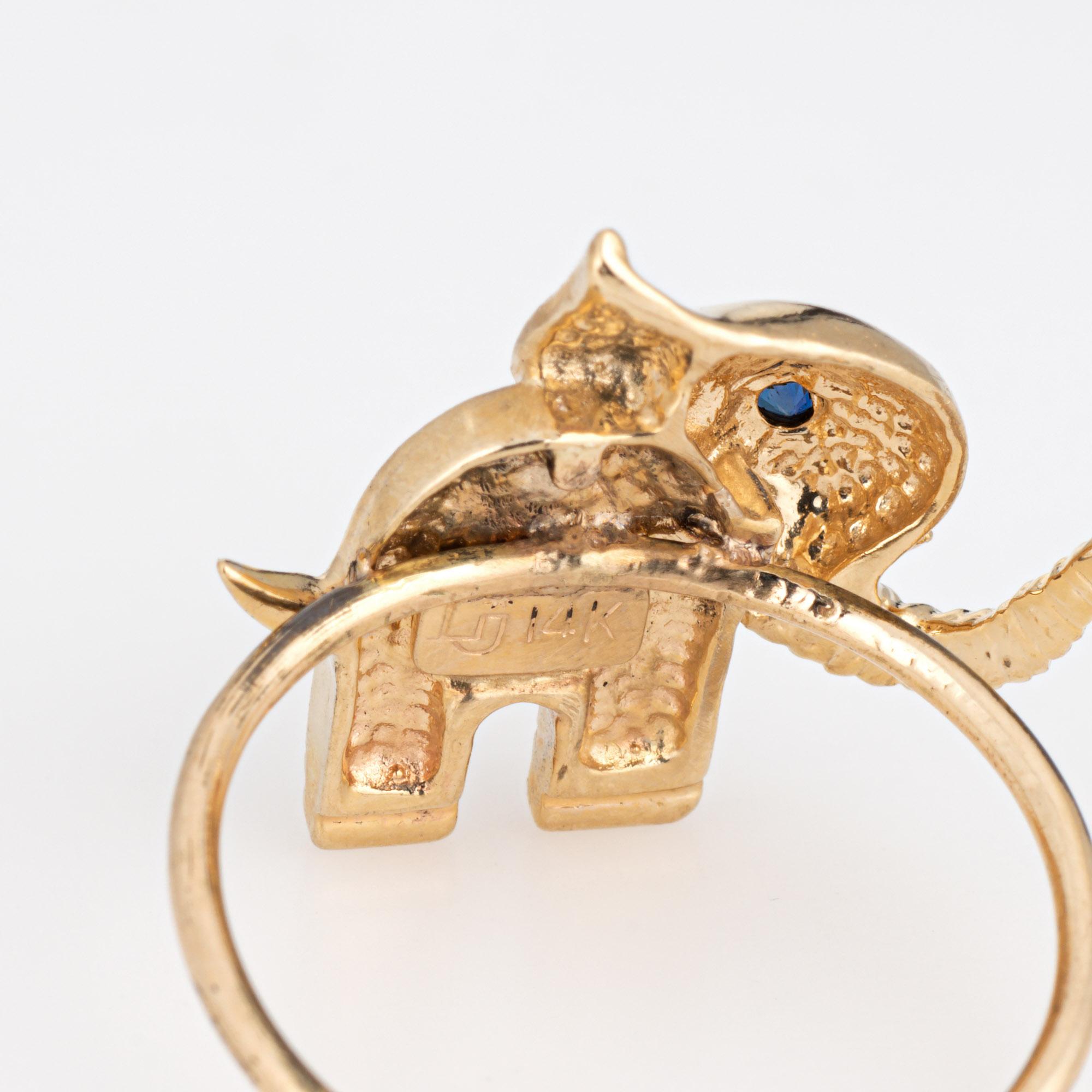 Vintage Elephant Conversion Ring 14k Yellow Gold Sz 5.75 Fine Animal Jewelry For Sale 1