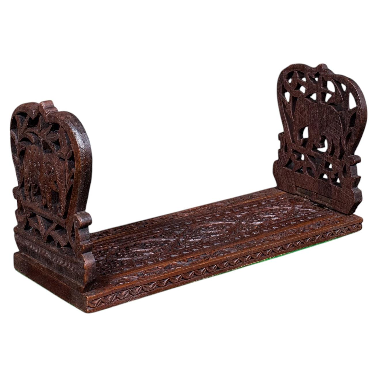 Vintage Elefanten-Motiv Buchschieber, Anglo-Indianer, Teak, Bibliothek Stand, Art Deco im Angebot