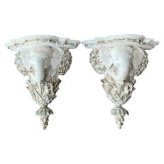 Soportes de pared vintage con motivo de elefante - Un par