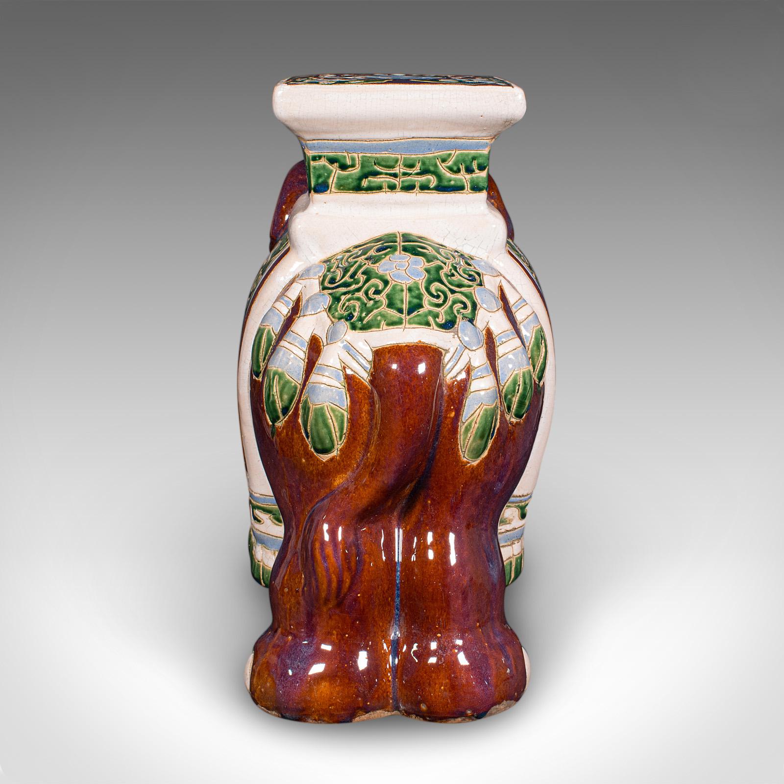 Vintage Elefant Pflanzgefäß Basis, Orientalisch, Keramik Jardiniere Stand, Mid Century im Zustand „Gut“ im Angebot in Hele, Devon, GB