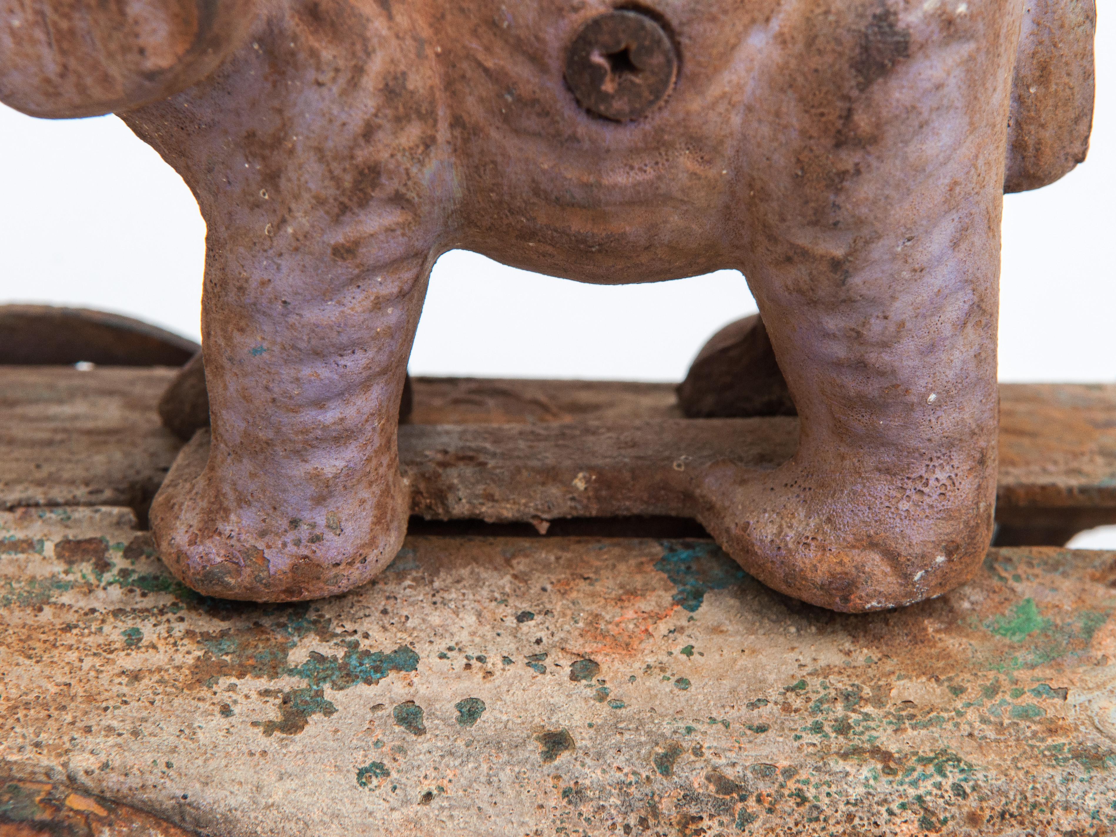 Vintage Elephant Pull Toy, Cast Iron, USA, Early 20th Century In Good Condition In Point Richmond, CA