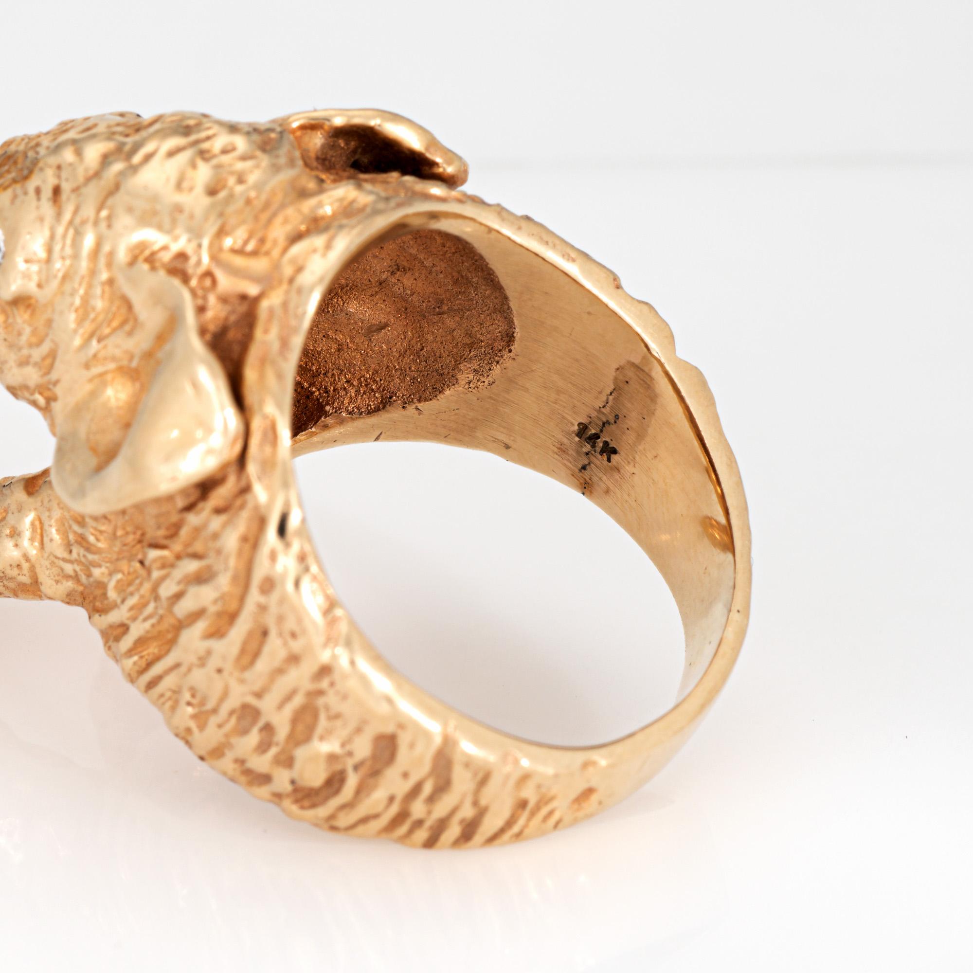 Women's Vintage Elephant Ring Trunk Up 14k Yellow Gold Band Diamond Sz 6.5 Fine Jewelry